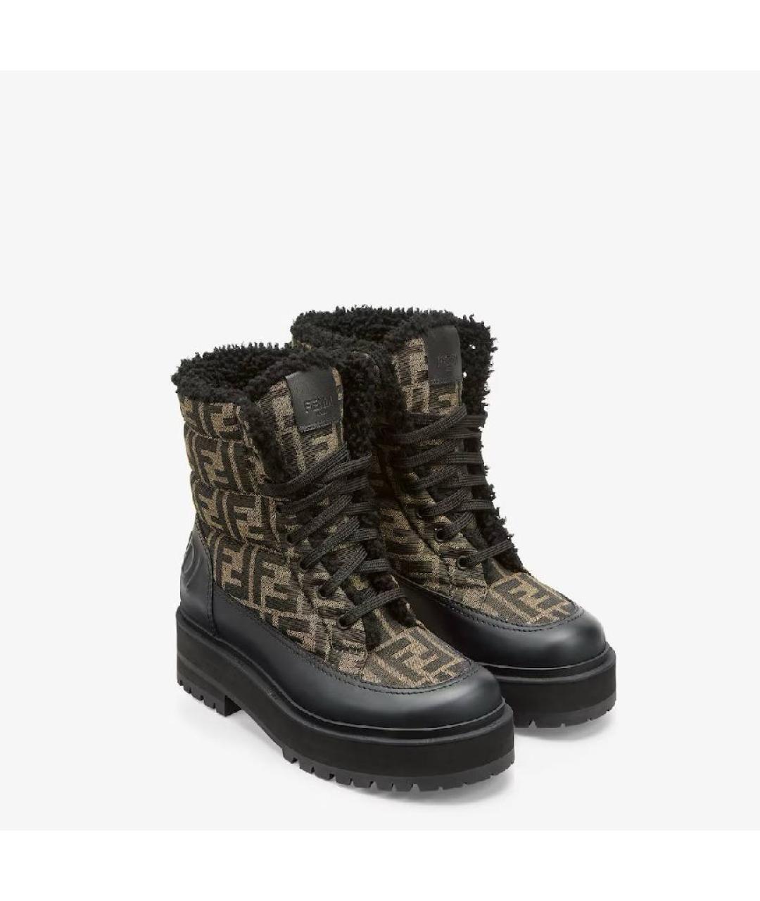FENDI Коричневые текстильные ботинки, фото 5