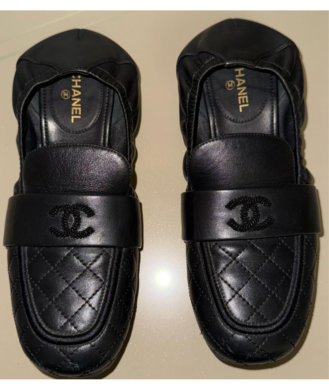 CHANEL Черные кожаные балетки, фото 2
