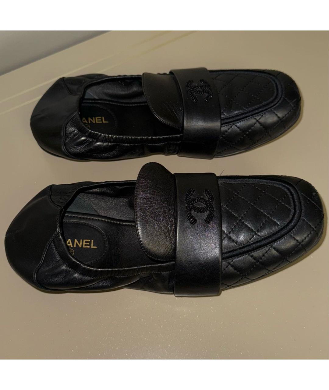 CHANEL Черные кожаные балетки, фото 5