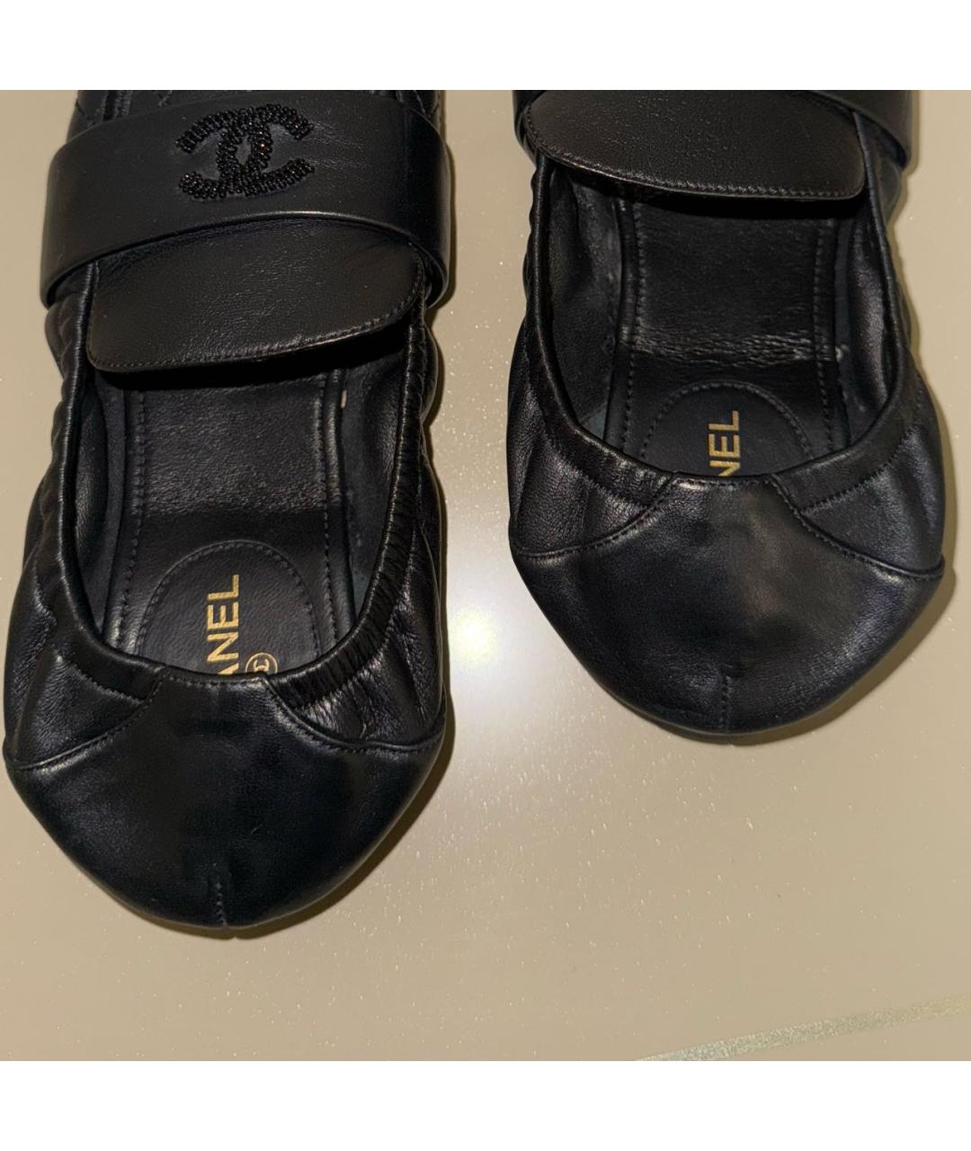 CHANEL Черные кожаные балетки, фото 4