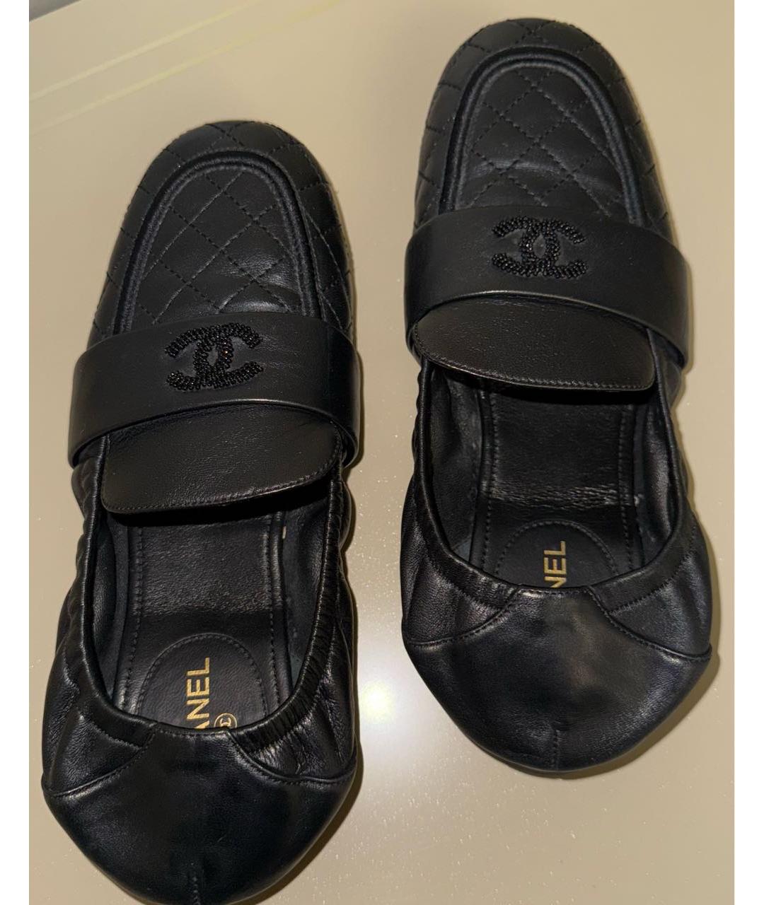 CHANEL Черные кожаные балетки, фото 3