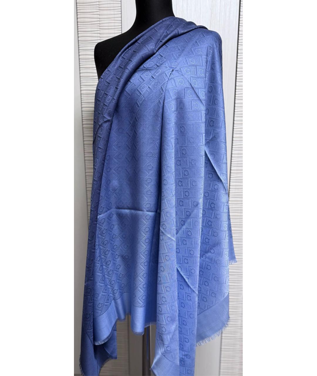 FERRAGAMO Синий шерстяной платок, фото 3