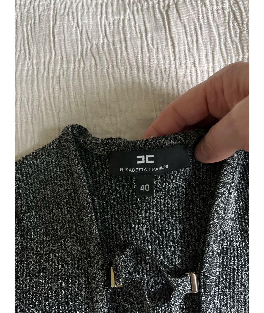 ELISABETTA FRANCHI Серое вискозное повседневное платье, фото 4