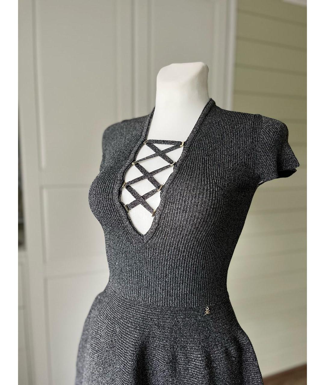 ELISABETTA FRANCHI Серое вискозное повседневное платье, фото 3