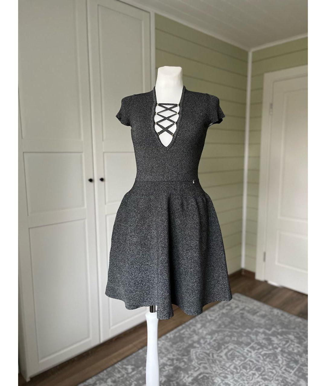 ELISABETTA FRANCHI Серое вискозное повседневное платье, фото 9