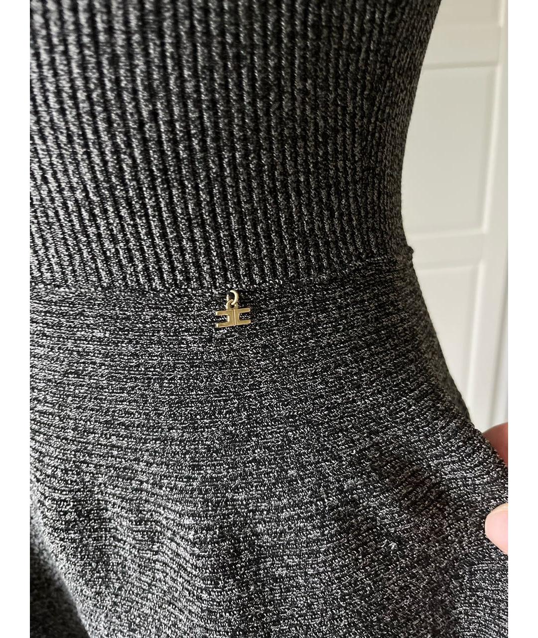 ELISABETTA FRANCHI Серое вискозное повседневное платье, фото 6