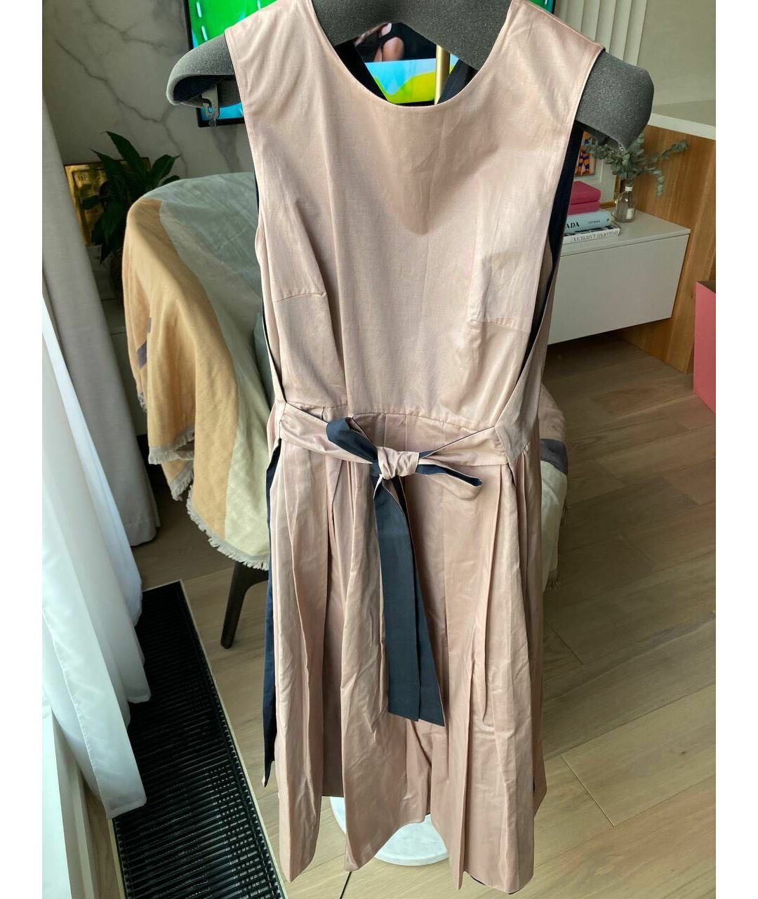 'S MAX MARA Темно-синее хлопковое повседневное платье, фото 4