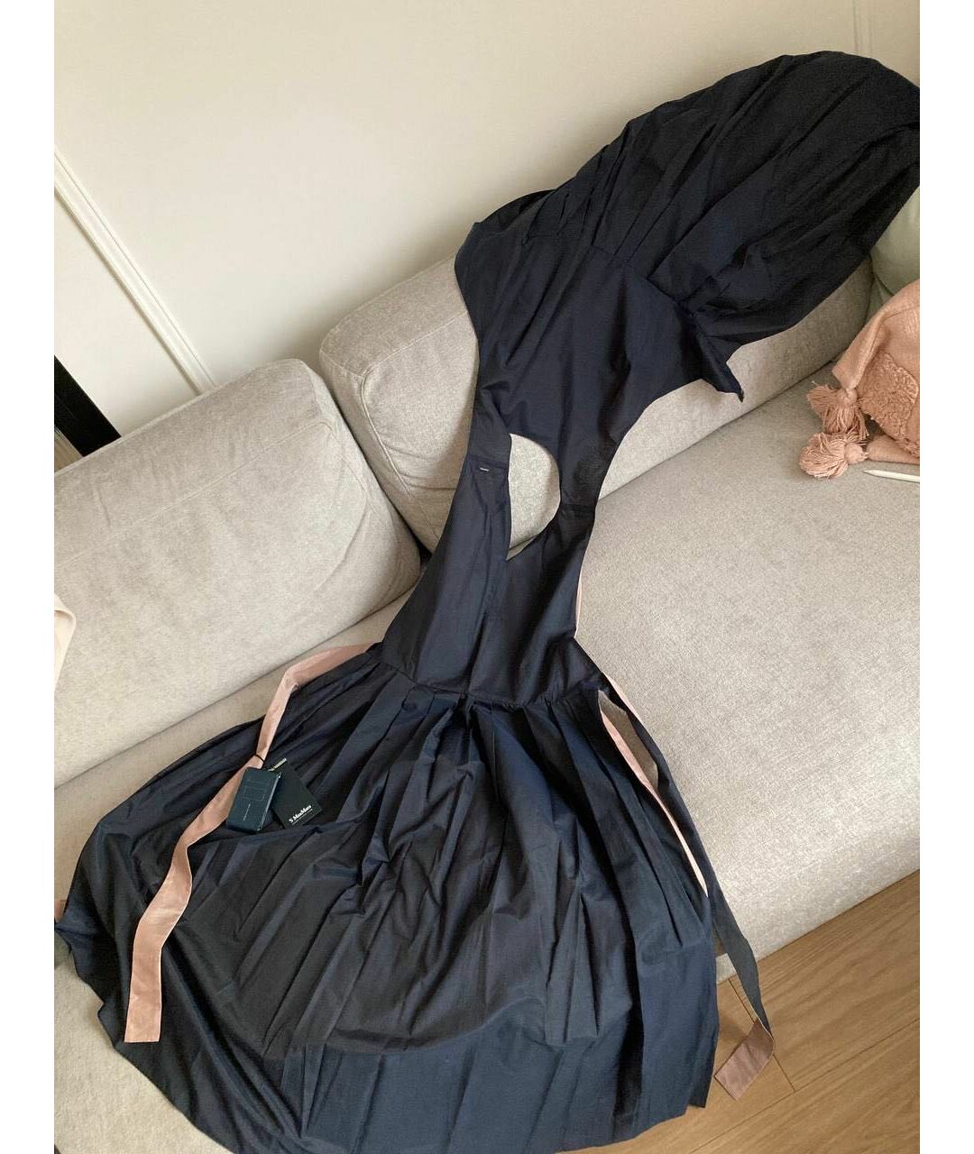 'S MAX MARA Темно-синее хлопковое повседневное платье, фото 6