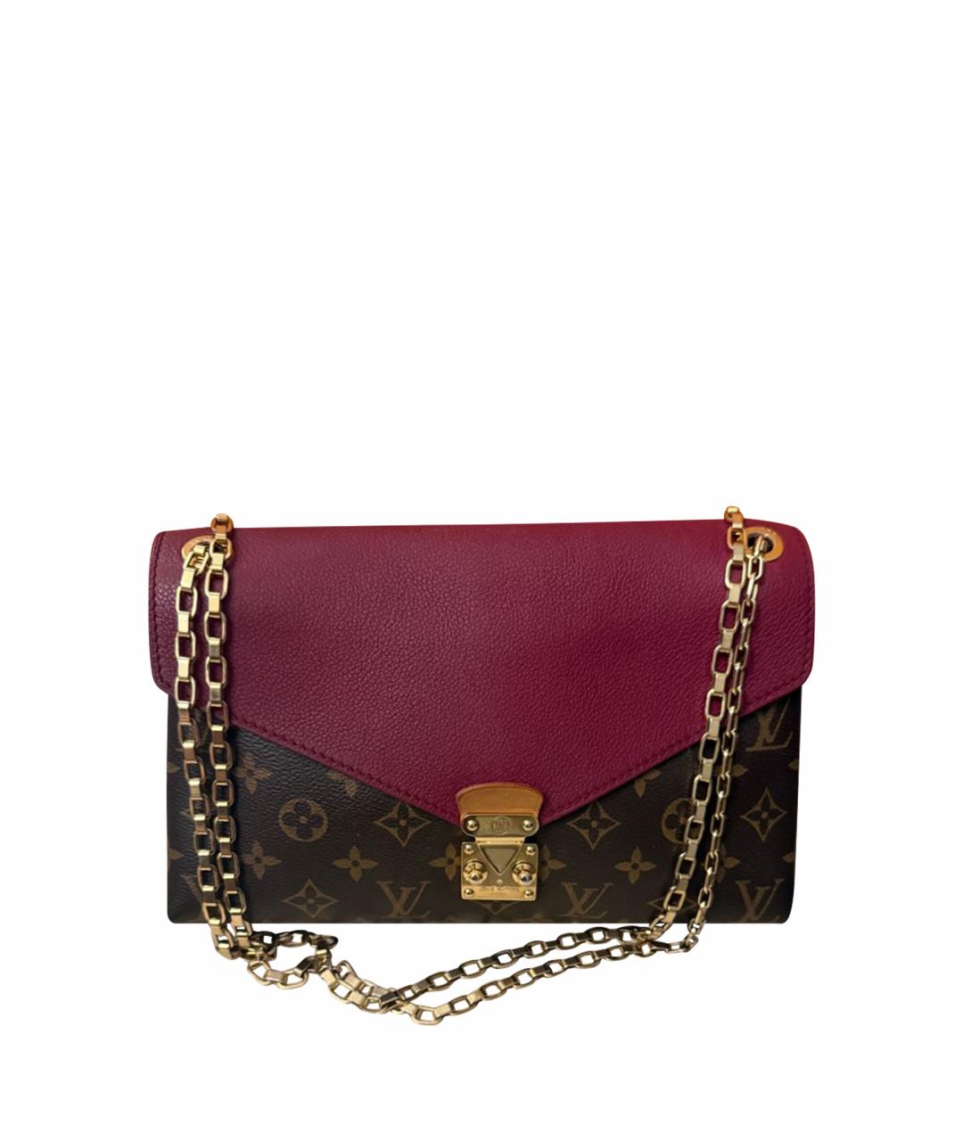 LOUIS VUITTON Бордовая кожаная сумка через плечо, фото 1