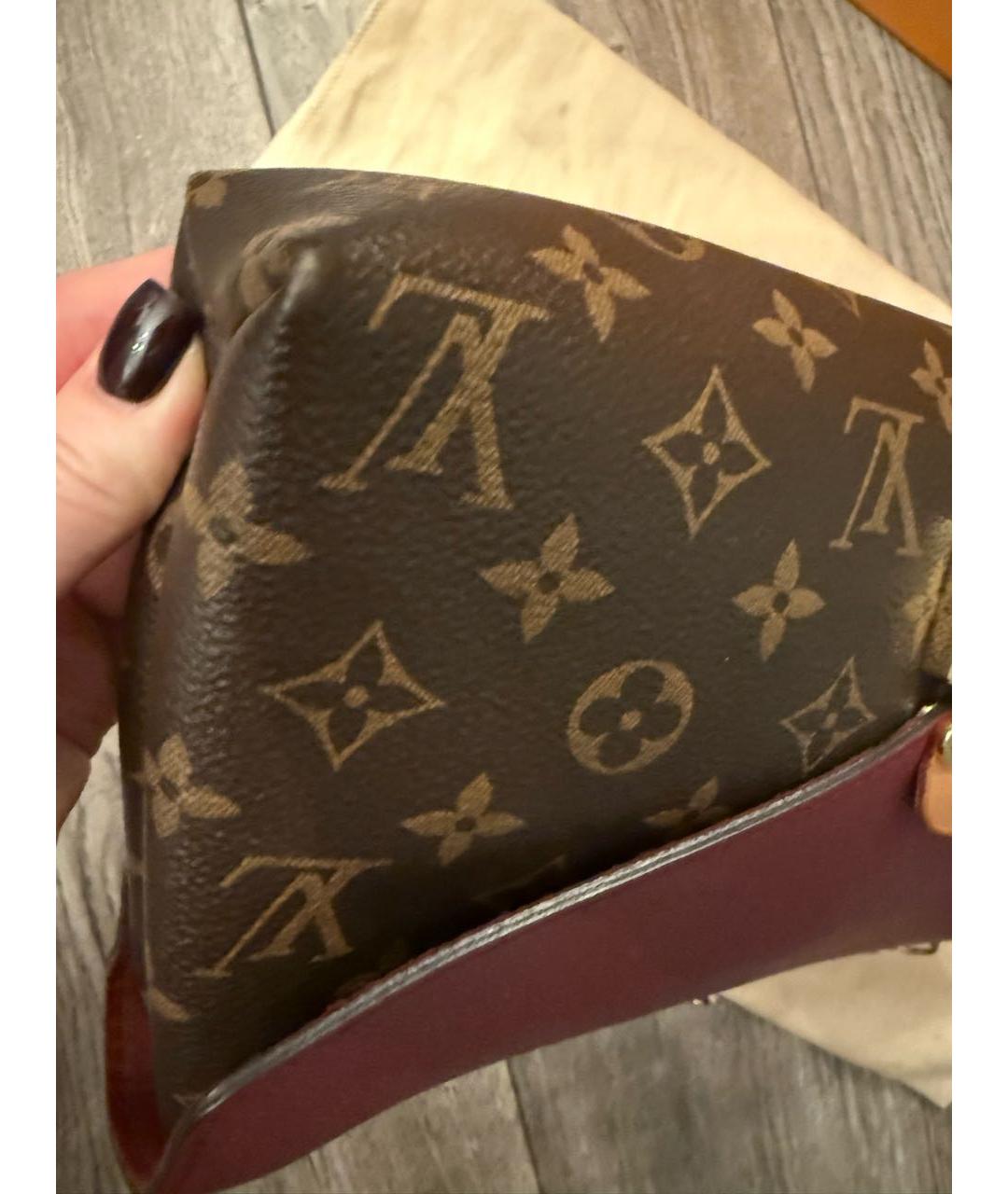 LOUIS VUITTON Бордовая кожаная сумка через плечо, фото 6