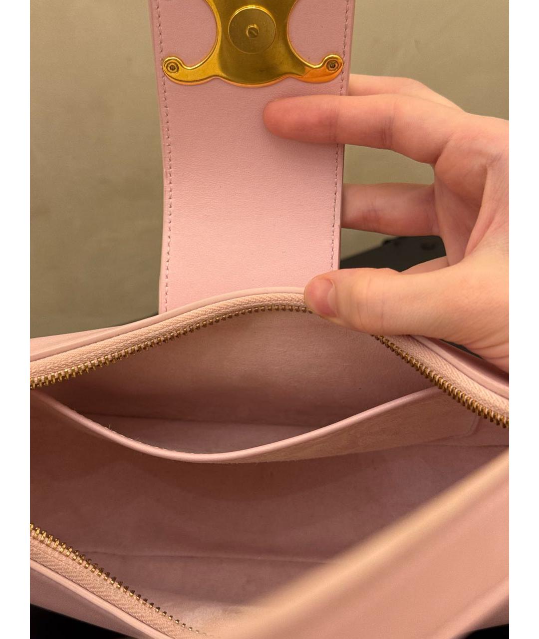 CELINE Розовая кожаная сумка через плечо, фото 8