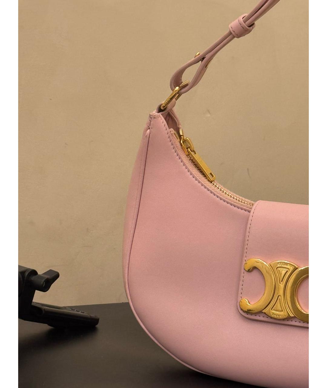 CELINE Розовая кожаная сумка через плечо, фото 5