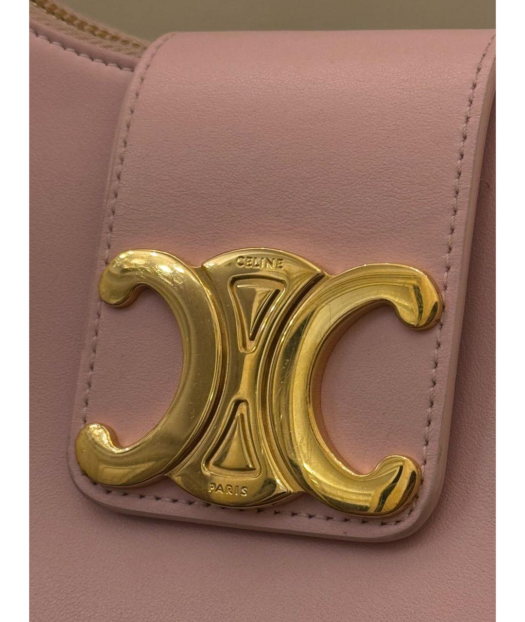 CELINE Розовая кожаная сумка через плечо, фото 4