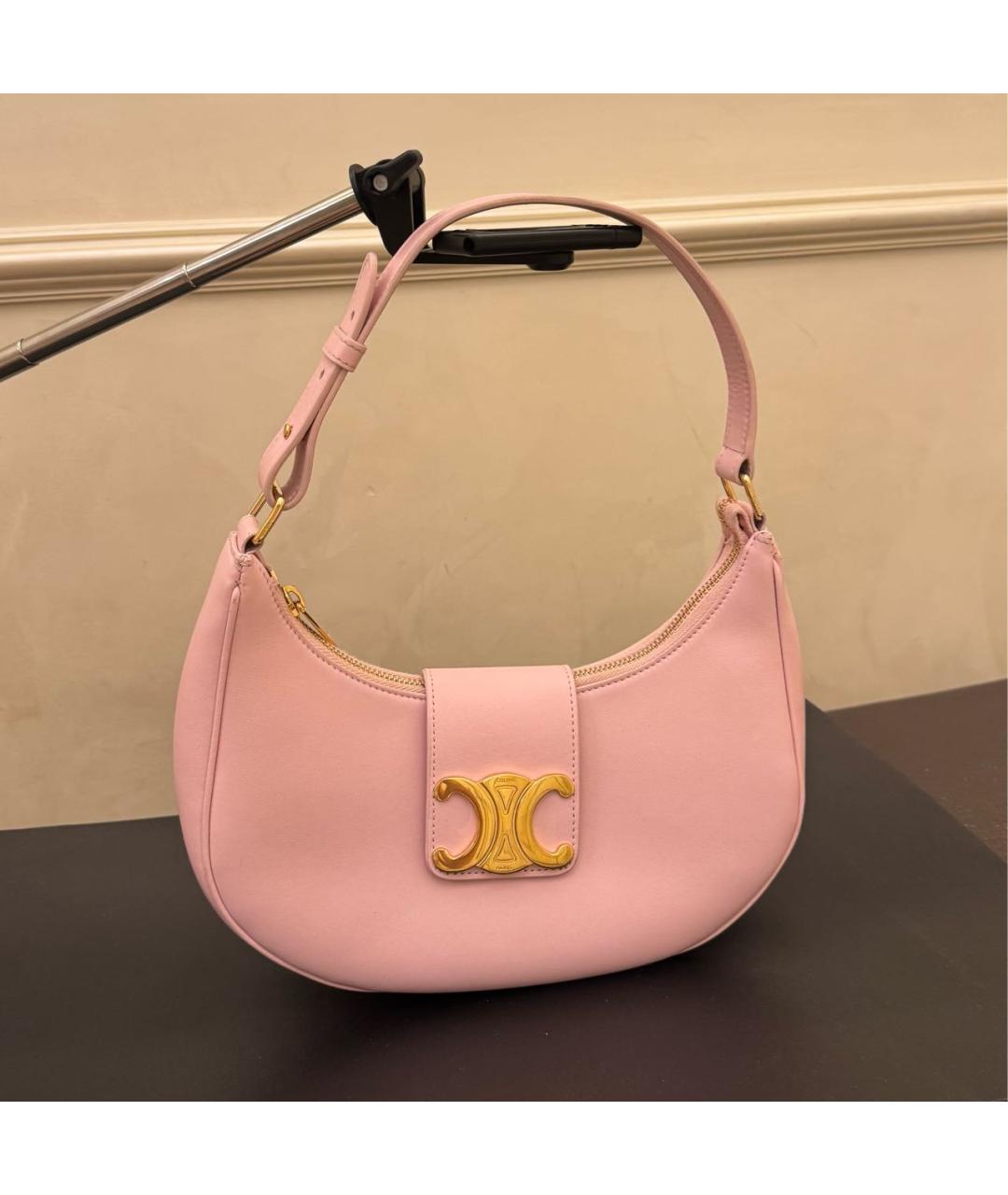 CELINE Розовая кожаная сумка через плечо, фото 2