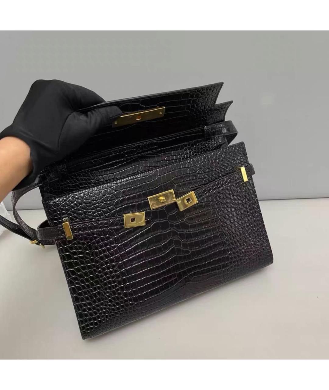 SAINT LAURENT Черная кожаная сумка через плечо, фото 3