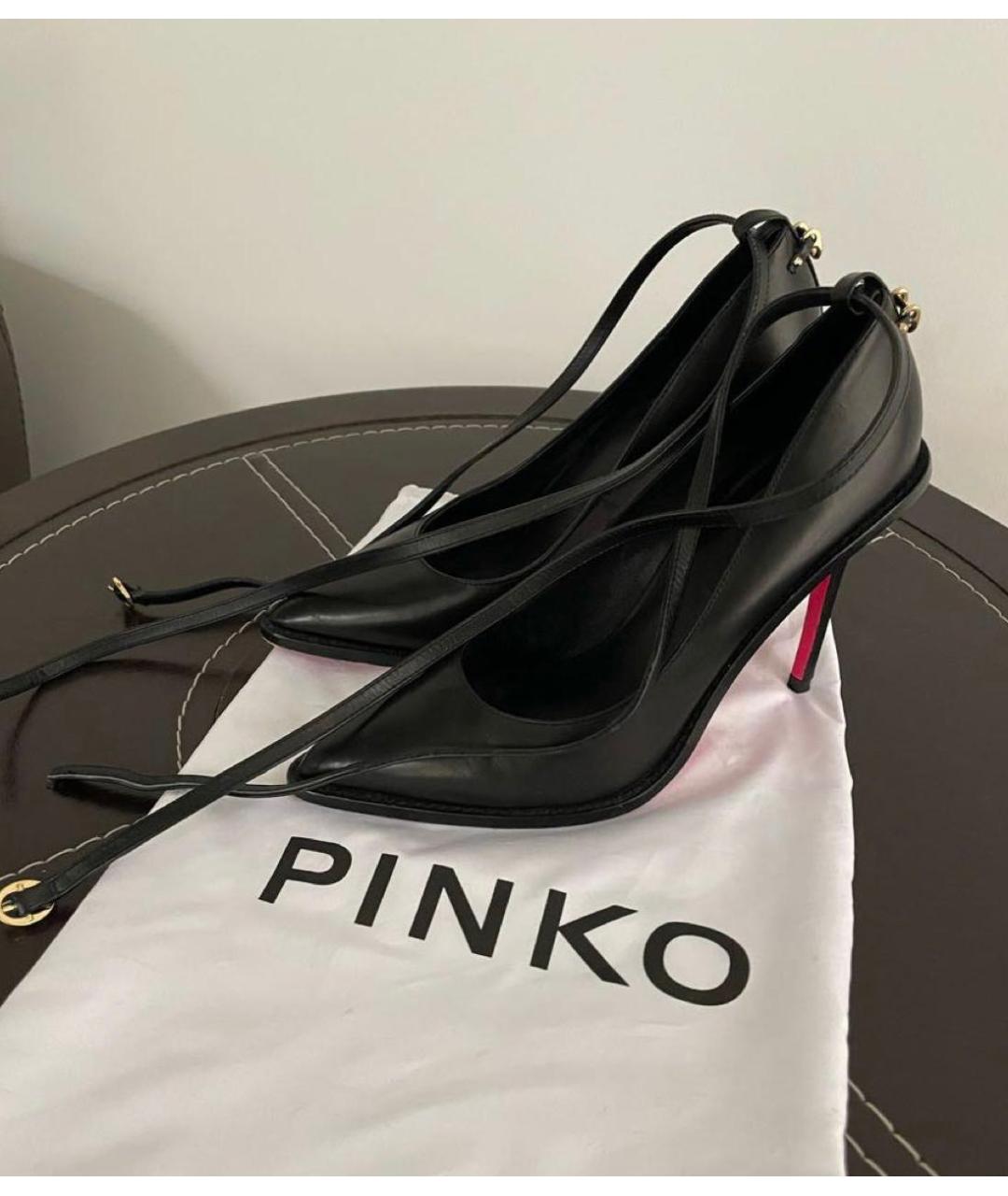 PINKO Черные кожаные туфли, фото 8