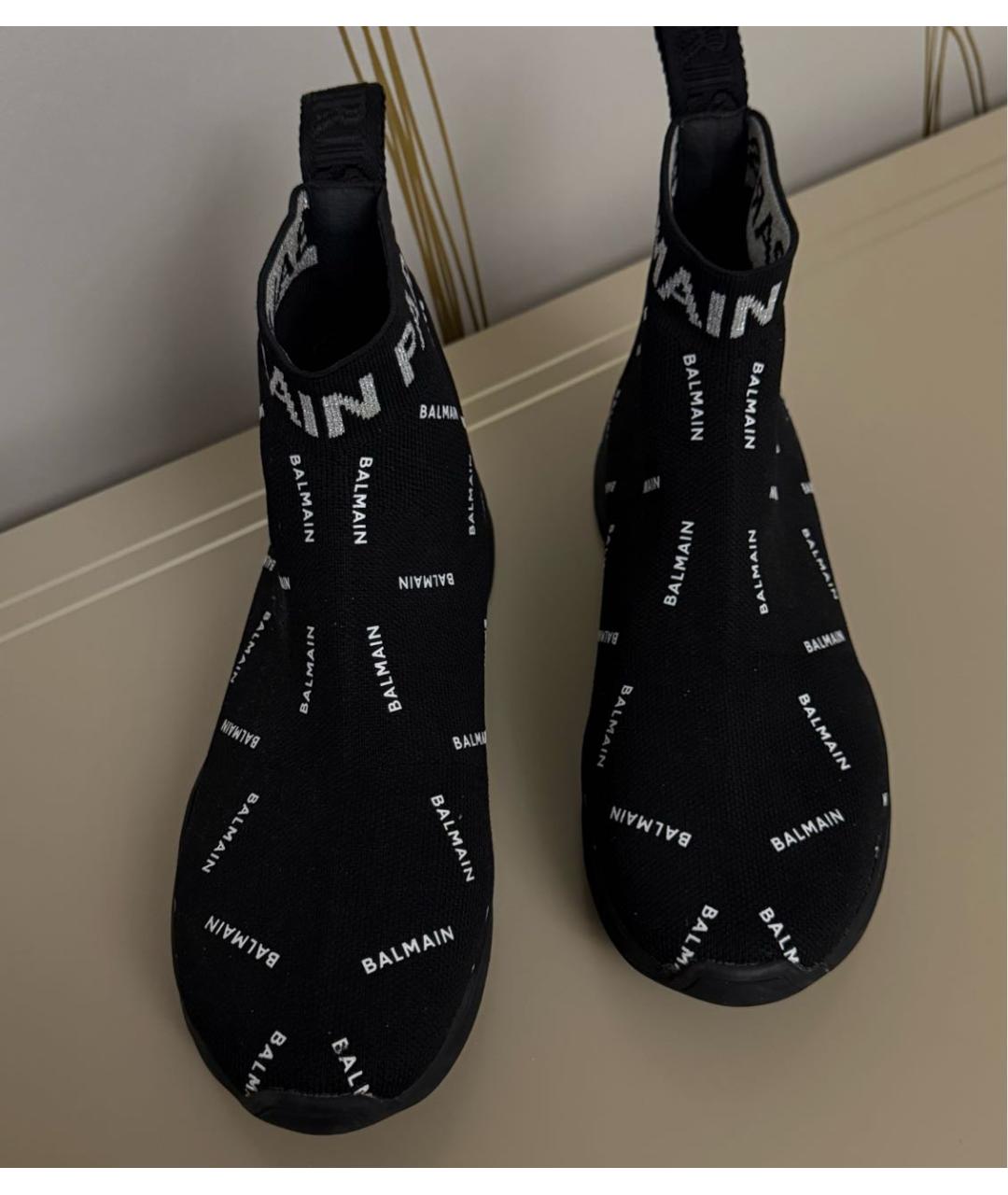 BALMAIN Черные текстильные кеды, фото 2