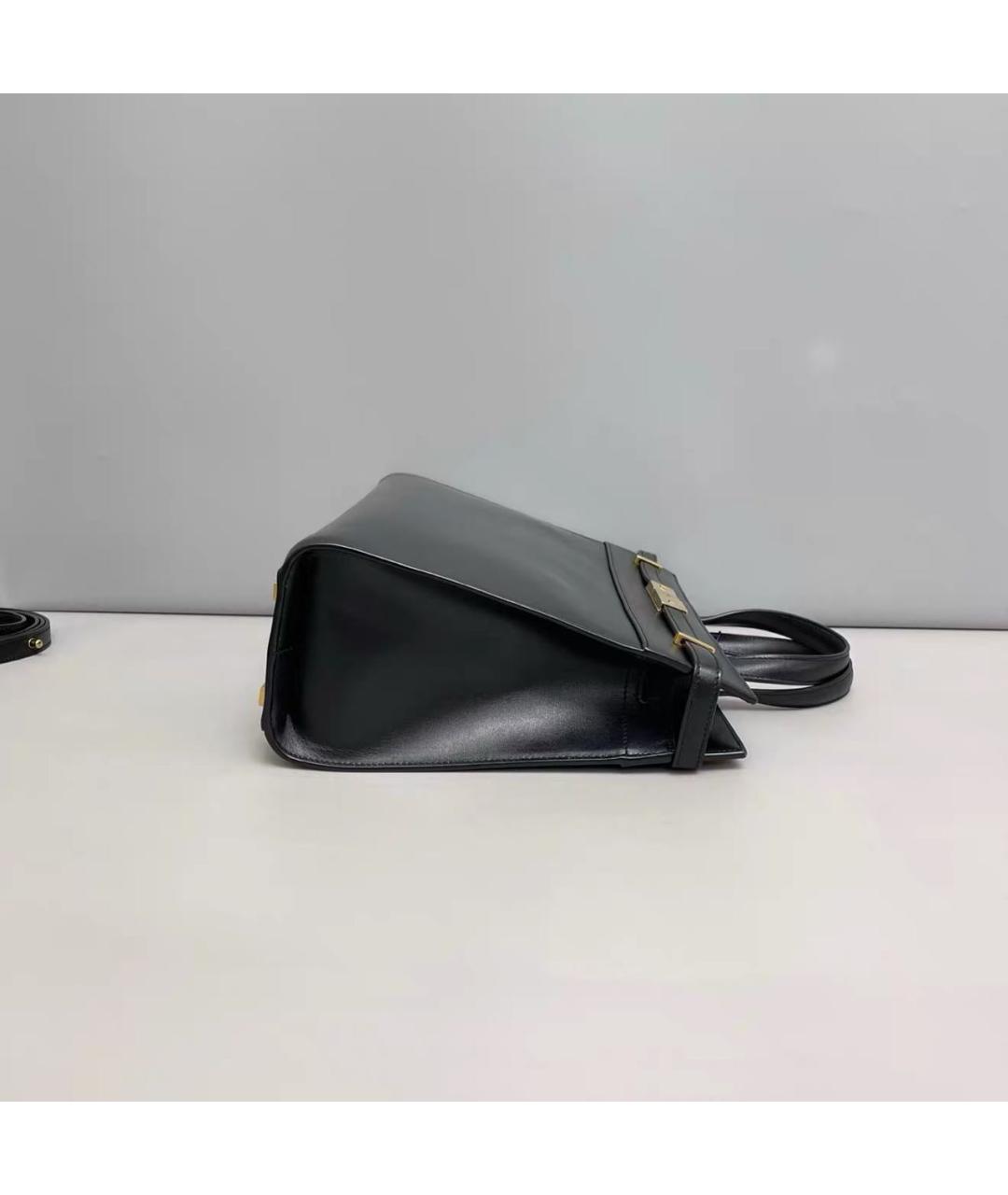 SAINT LAURENT Черная кожаная сумка с короткими ручками, фото 4