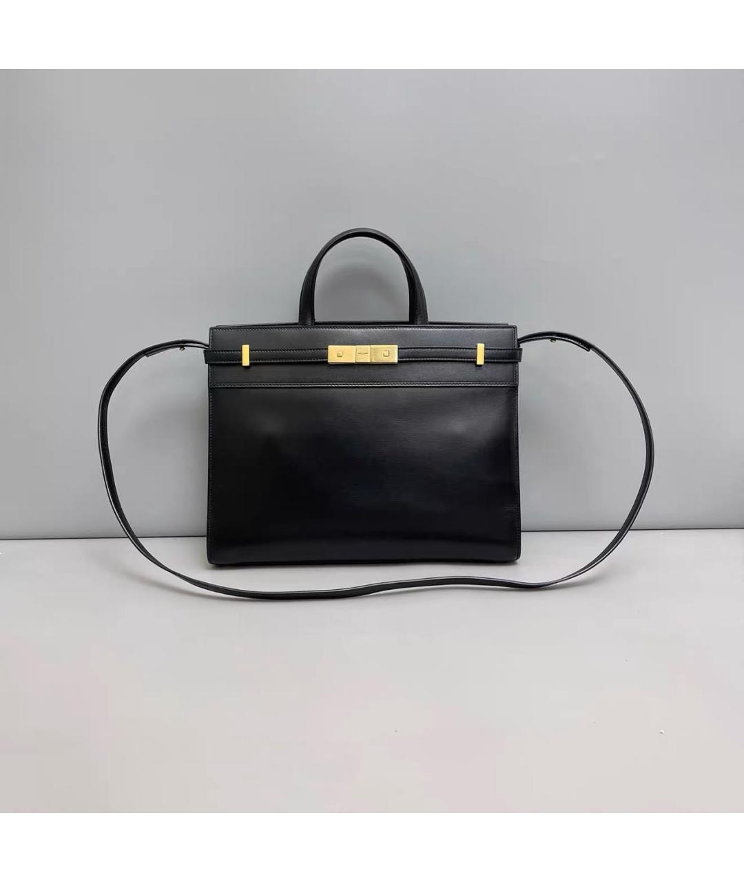 SAINT LAURENT Черная кожаная сумка с короткими ручками, фото 9