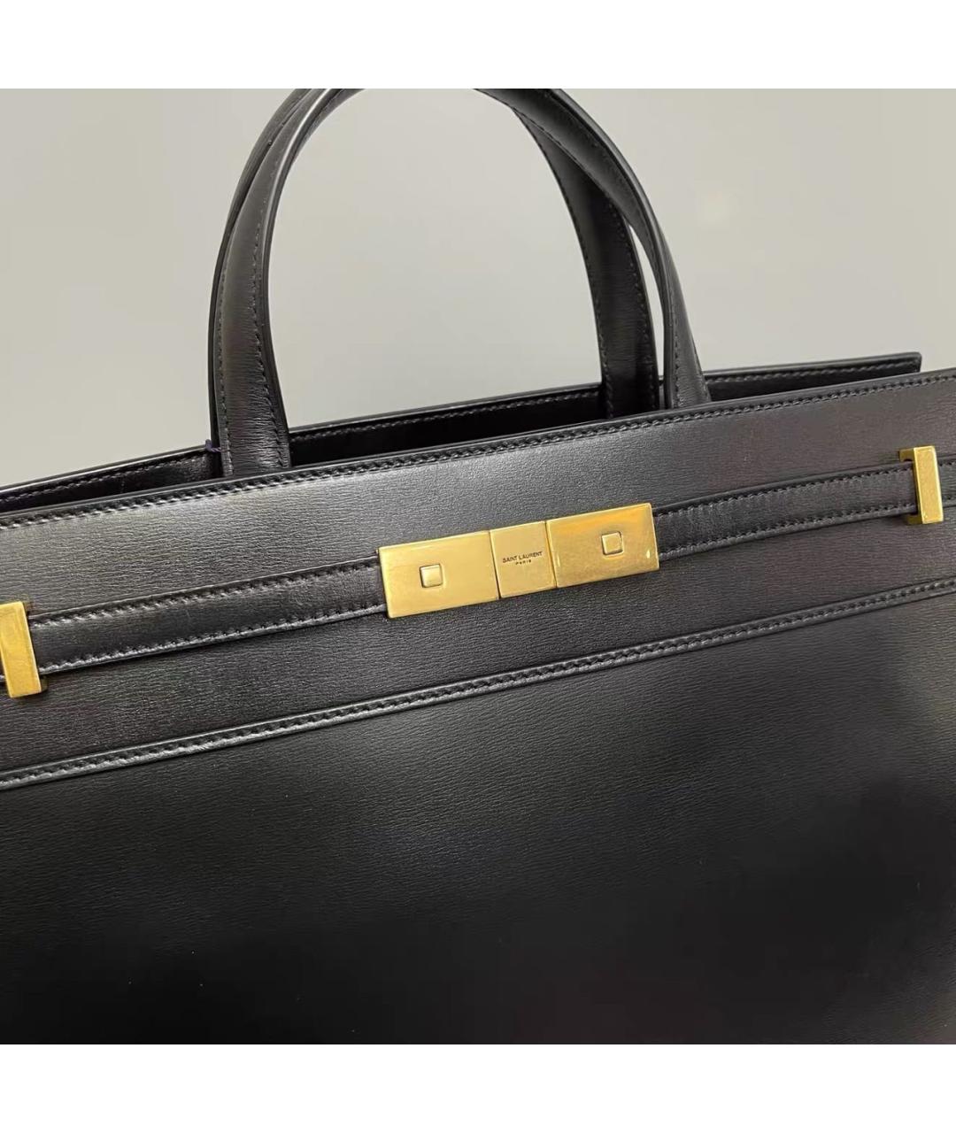 SAINT LAURENT Черная кожаная сумка с короткими ручками, фото 2