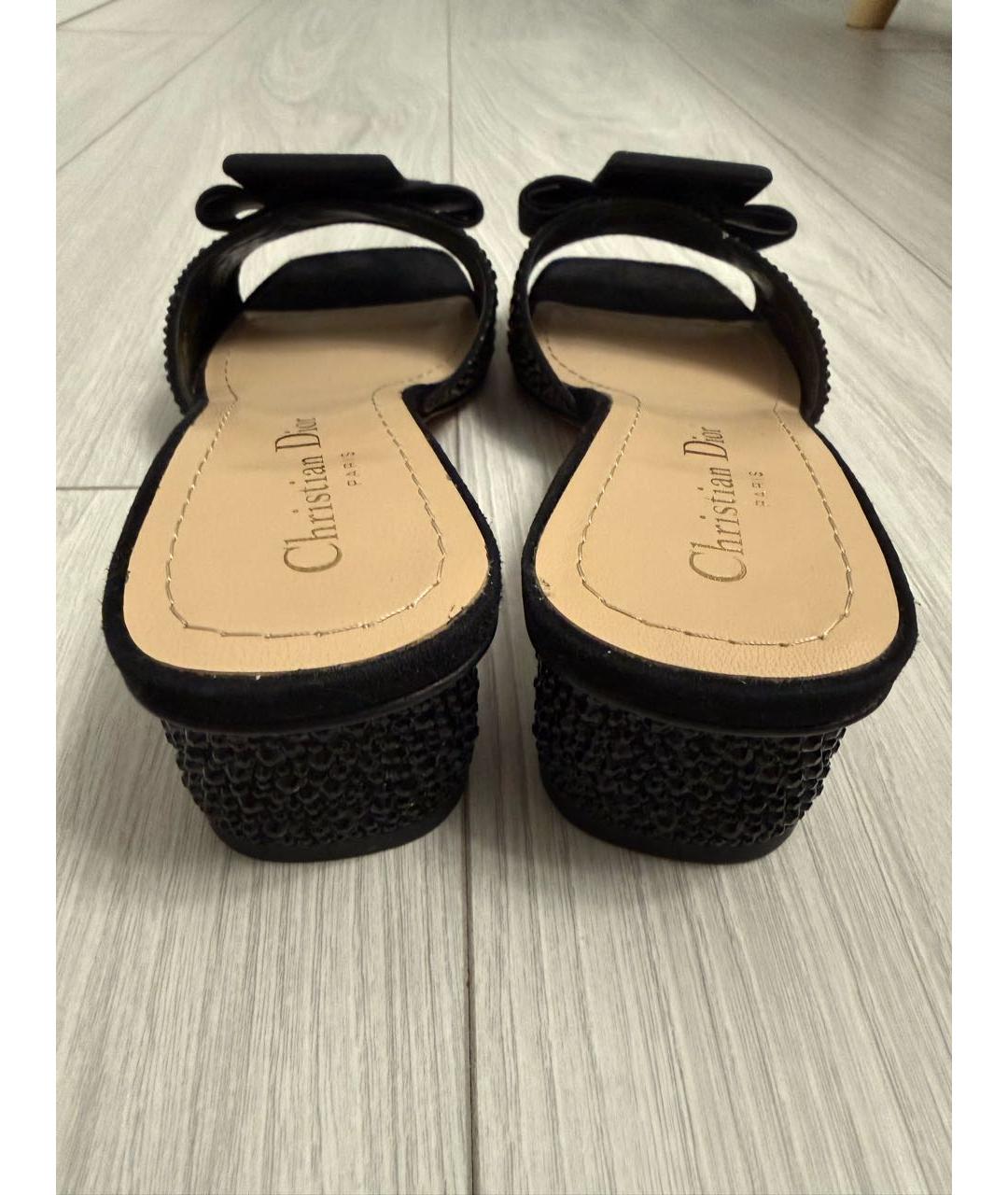 CHRISTIAN DIOR Черные текстильные мюли, фото 4