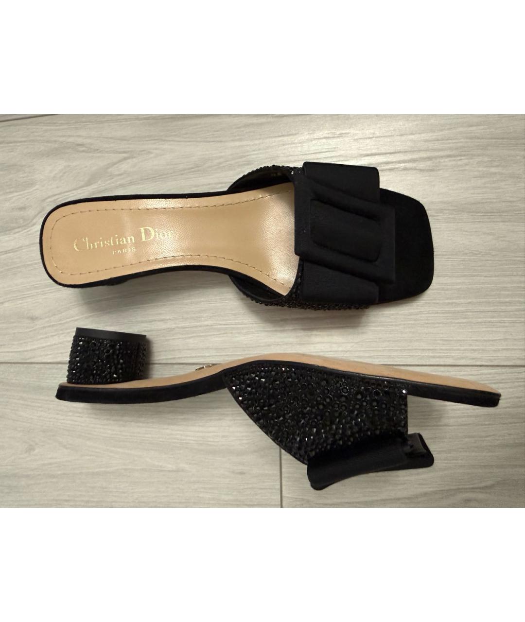 CHRISTIAN DIOR Черные текстильные мюли, фото 5