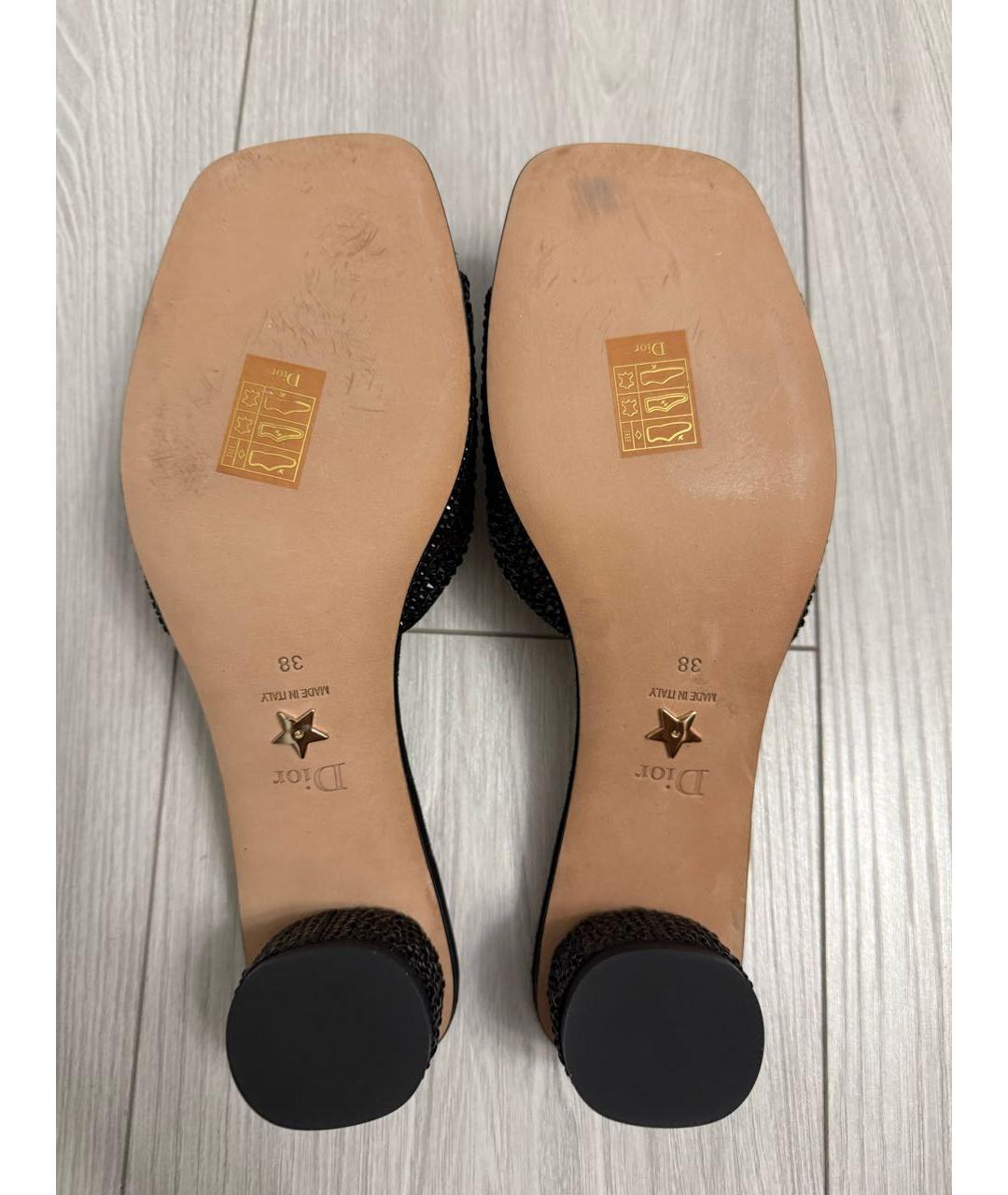 CHRISTIAN DIOR Черные текстильные мюли, фото 7