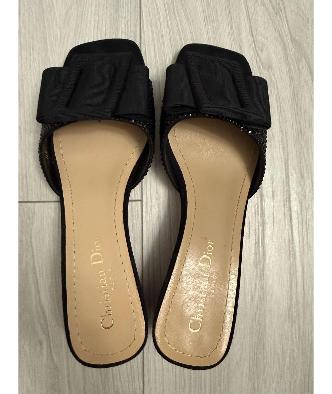 CHRISTIAN DIOR Черные текстильные мюли, фото 3