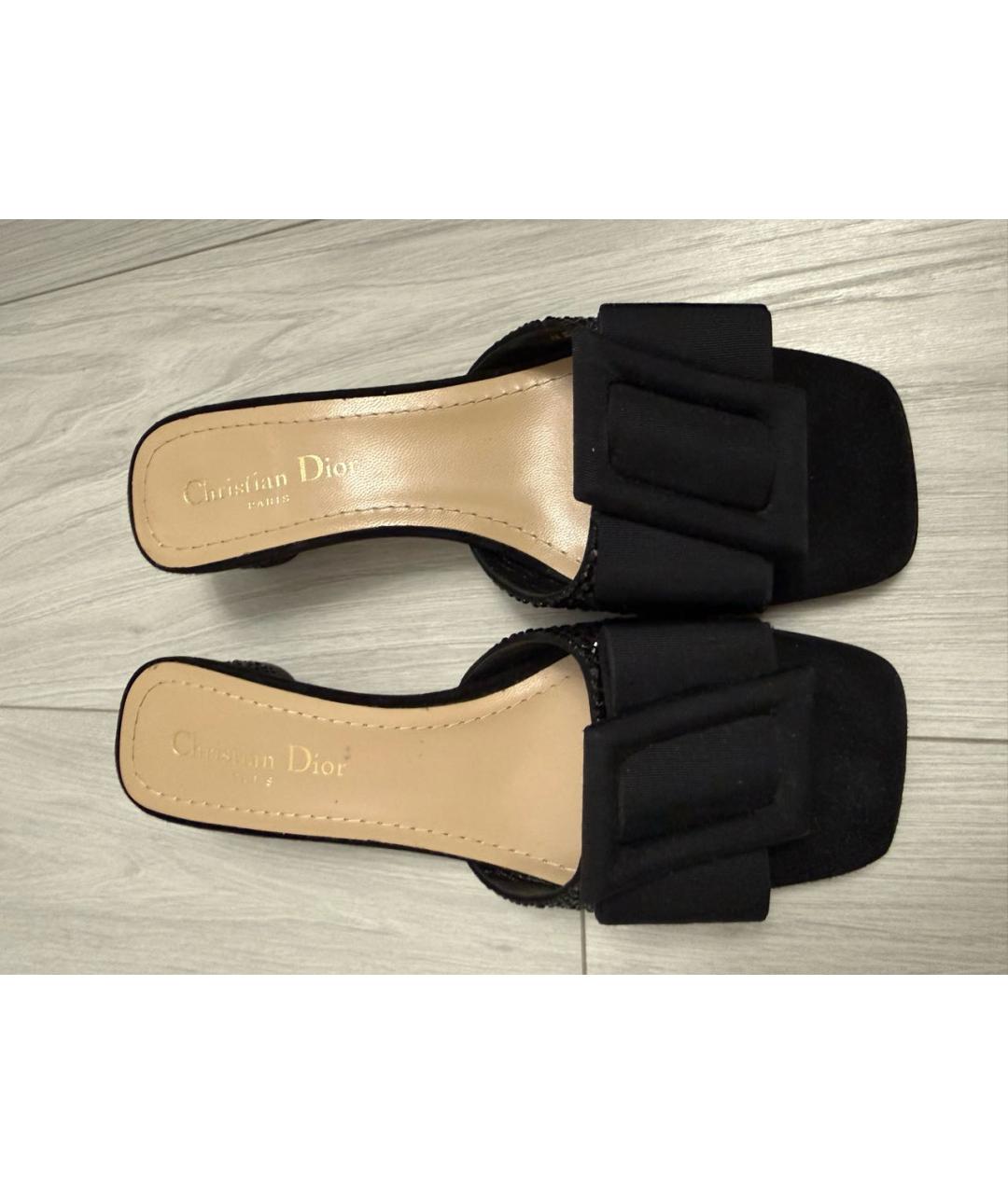 CHRISTIAN DIOR Черные текстильные мюли, фото 6