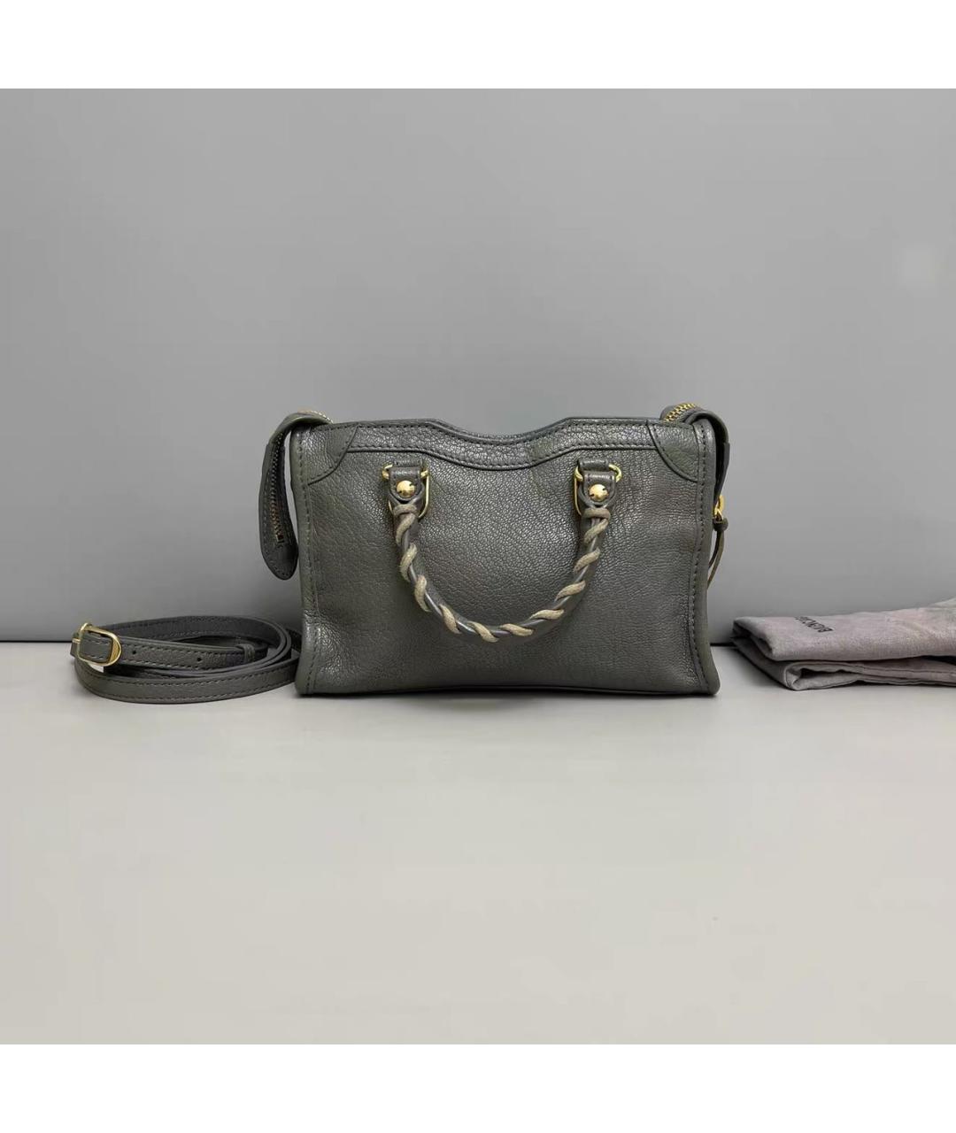 BALENCIAGA Серая кожаная сумка через плечо, фото 2