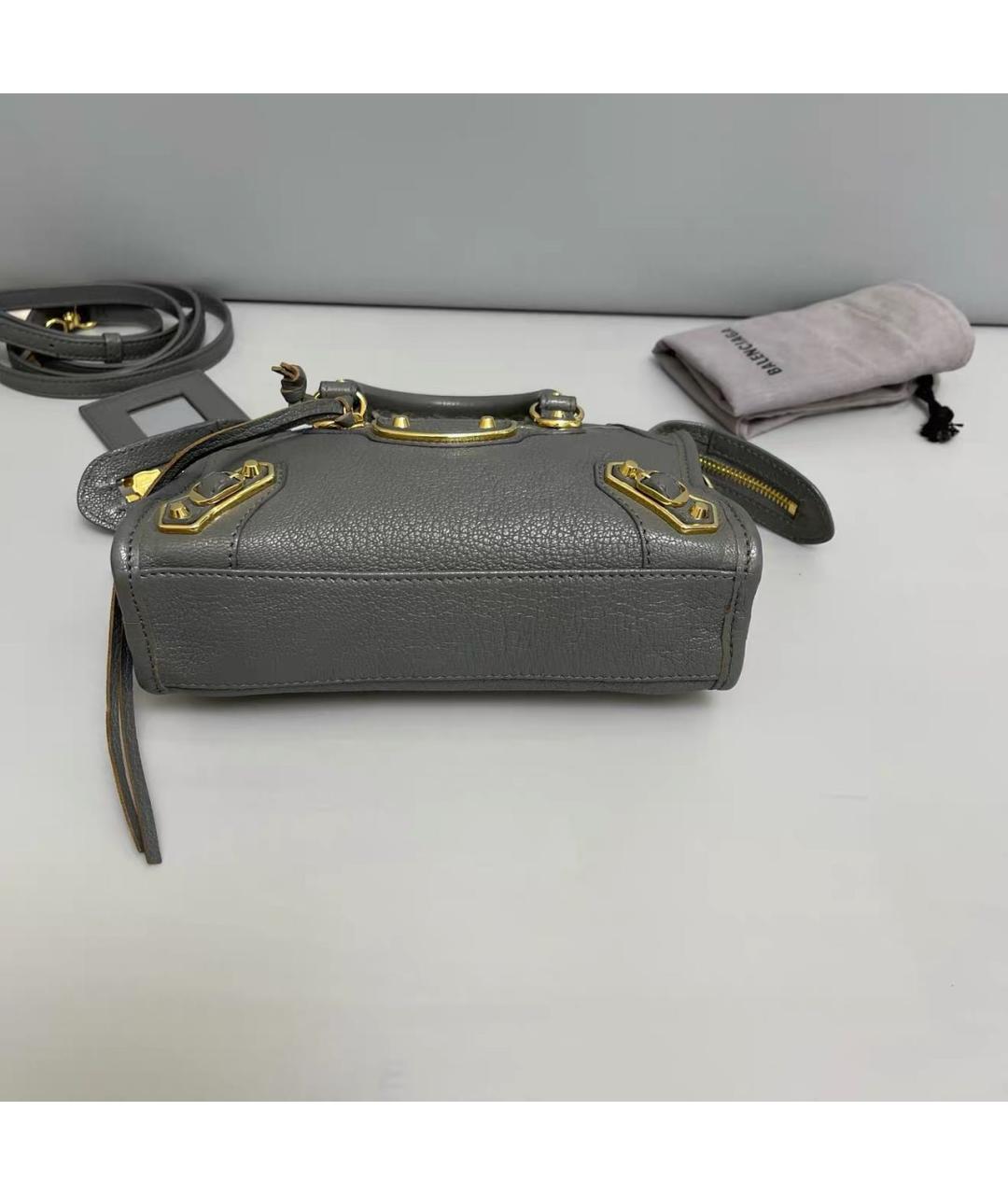 BALENCIAGA Серая кожаная сумка через плечо, фото 6