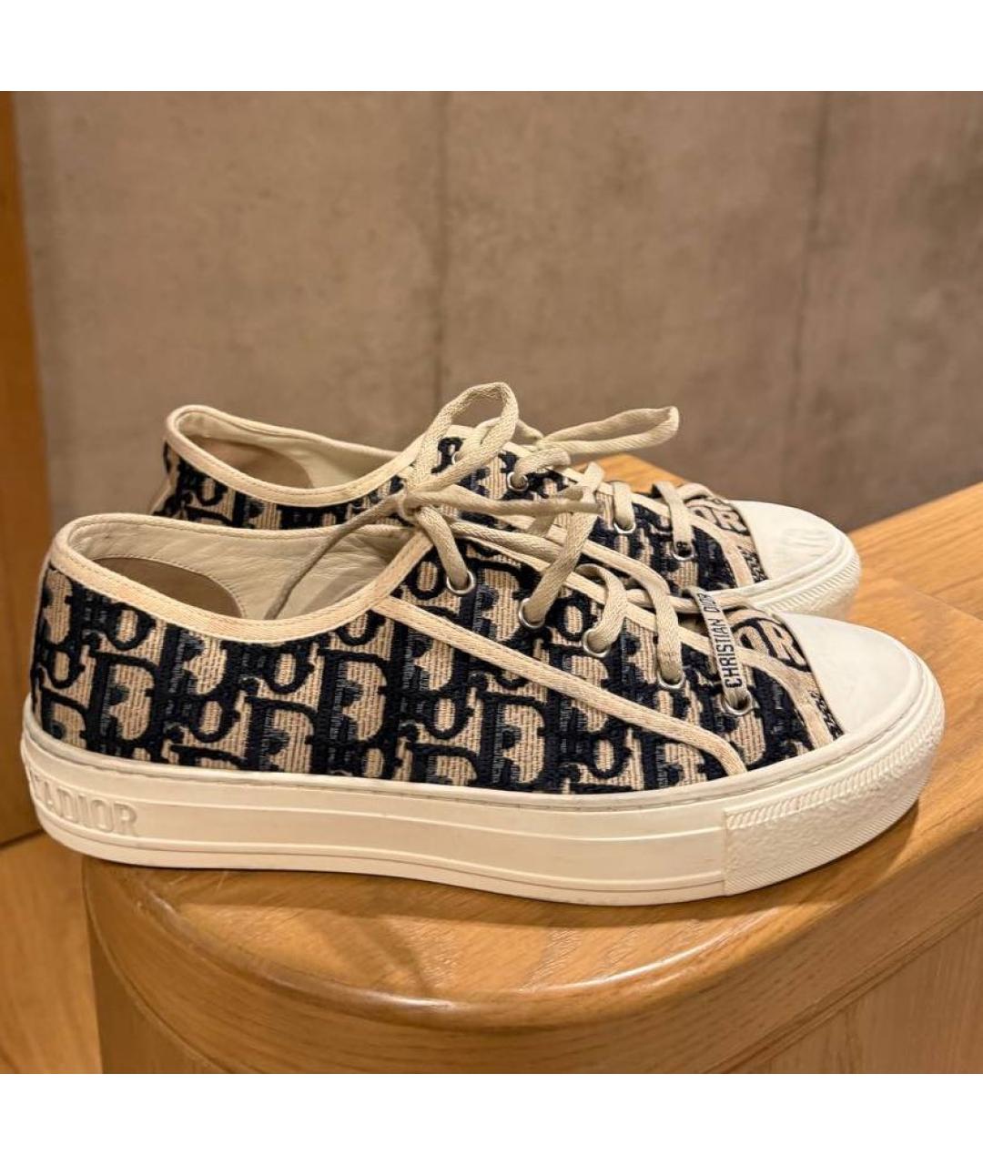 CHRISTIAN DIOR Бежевые текстильные кеды, фото 4