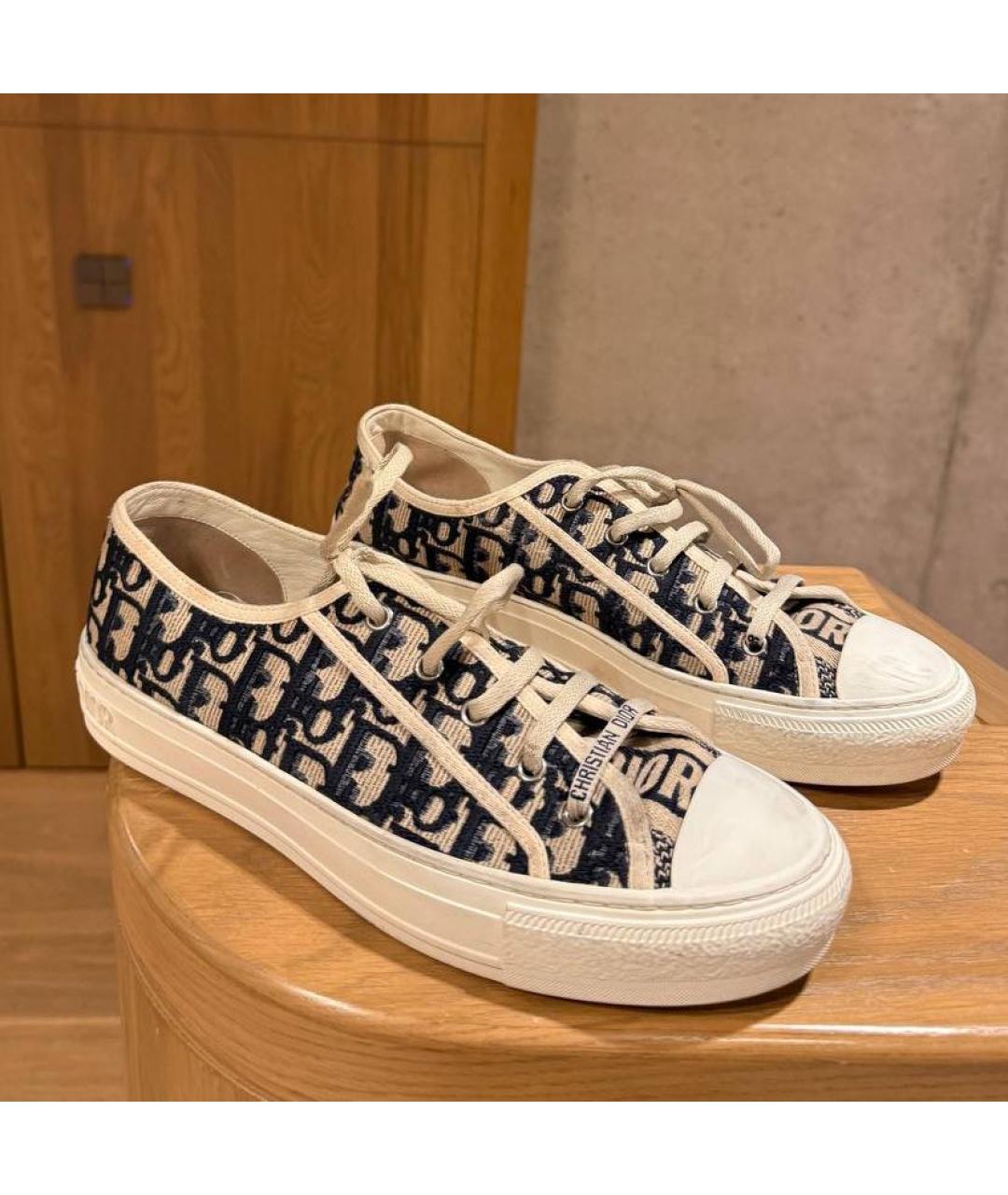 CHRISTIAN DIOR Бежевые текстильные кеды, фото 2
