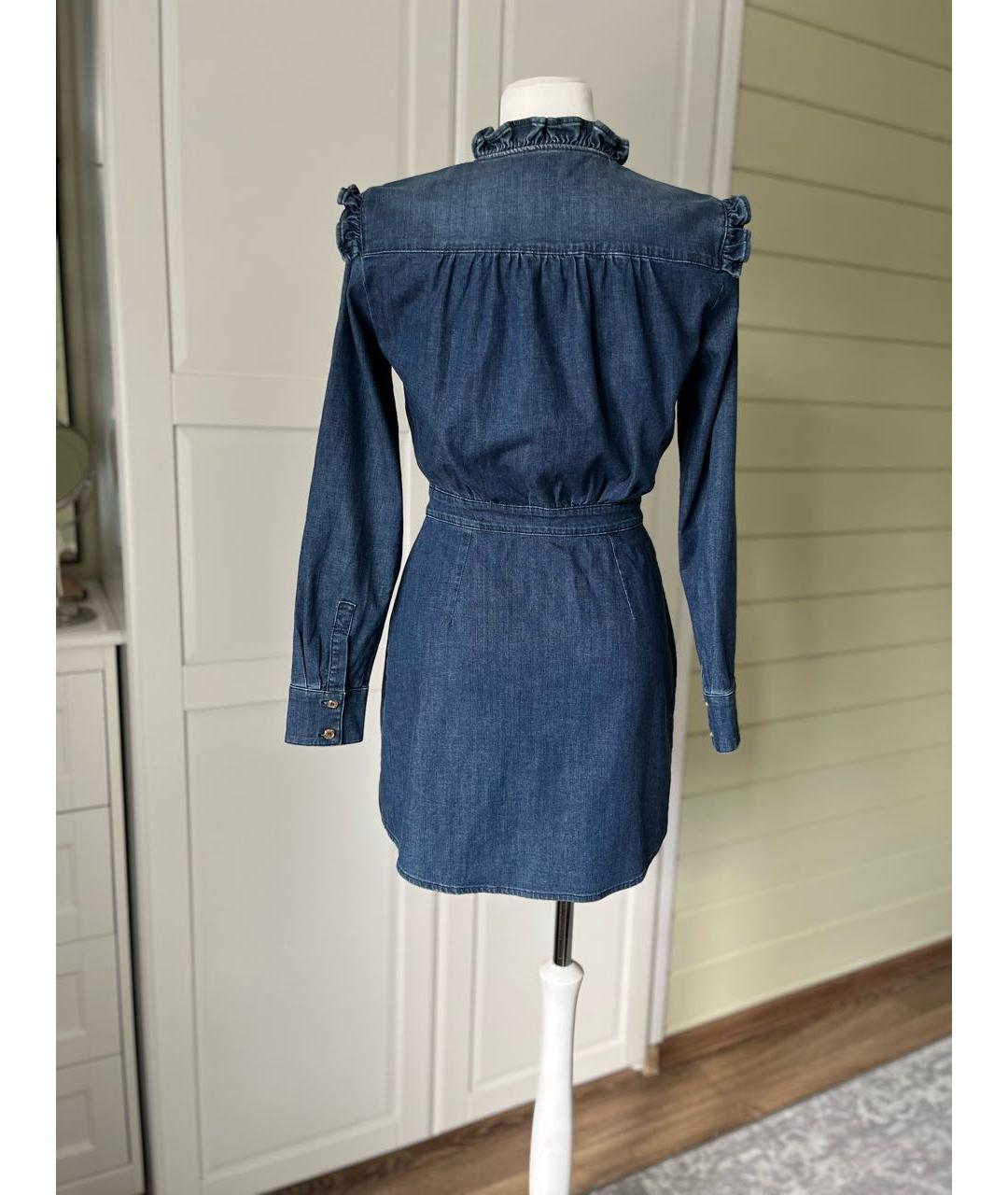 ELISABETTA FRANCHI Синее хлопко-эластановое повседневное платье, фото 2