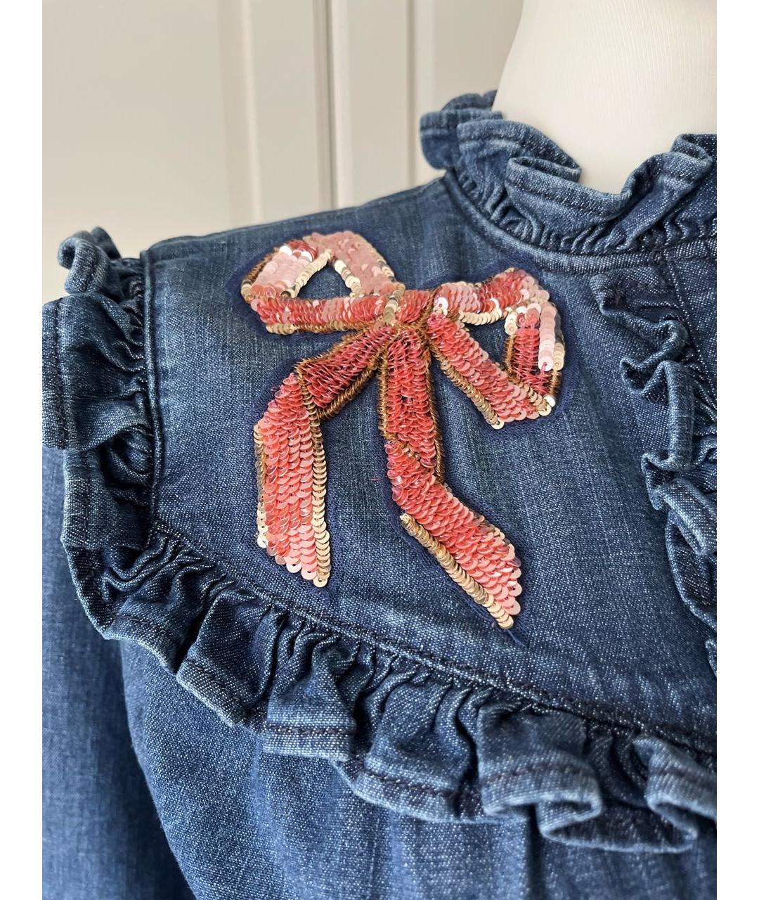 ELISABETTA FRANCHI Синее хлопко-эластановое повседневное платье, фото 3