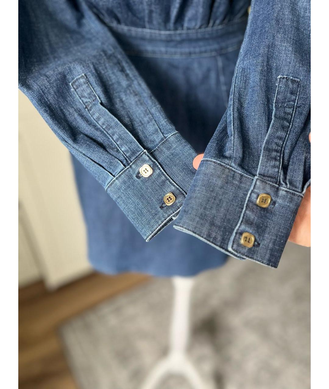 ELISABETTA FRANCHI Синее хлопко-эластановое повседневное платье, фото 6