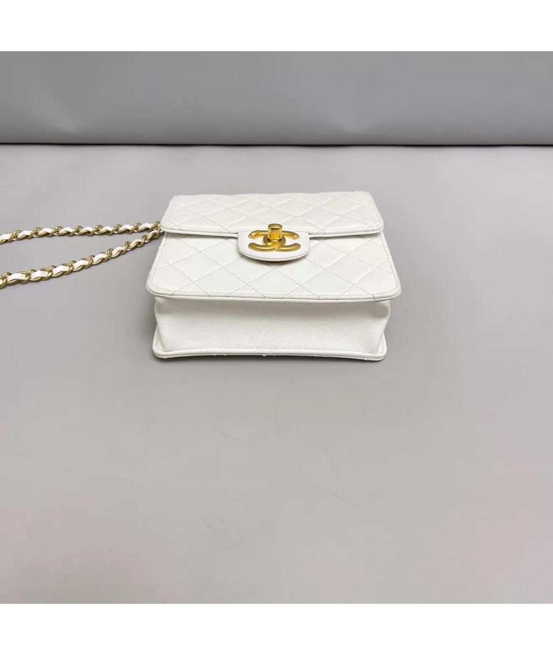 CHANEL Белая кожаная сумка через плечо, фото 4