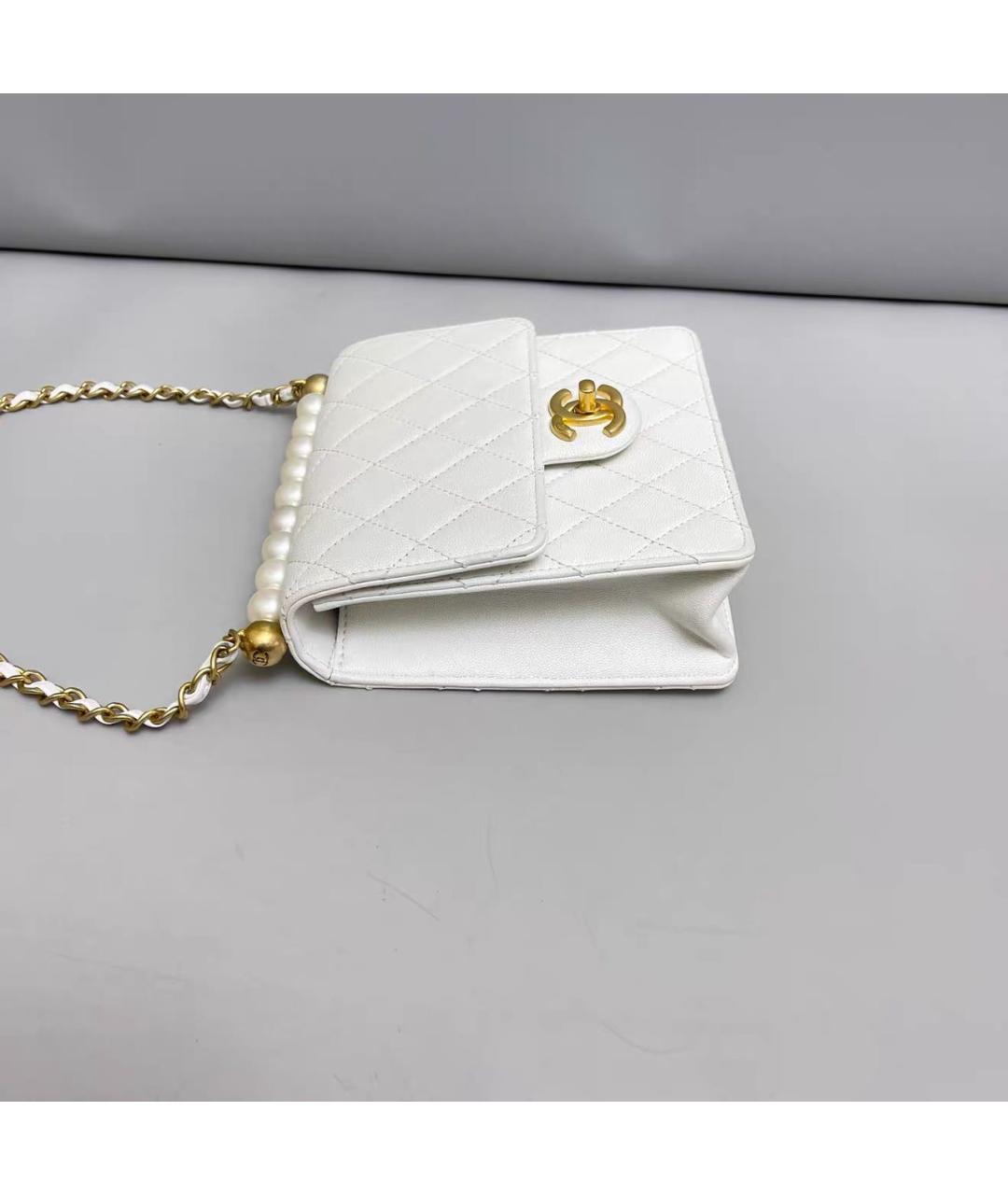 CHANEL Белая кожаная сумка через плечо, фото 3