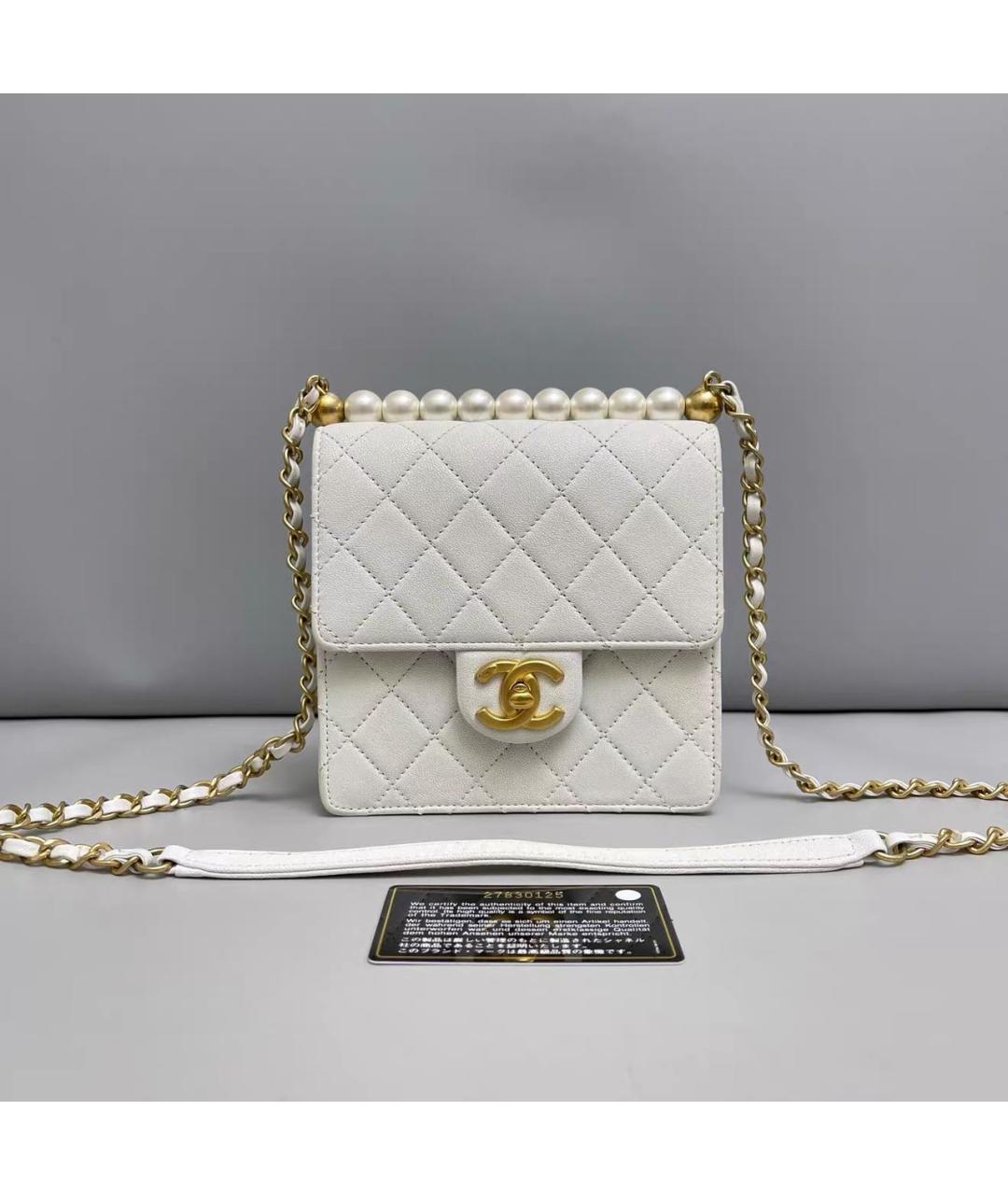 CHANEL Белая кожаная сумка через плечо, фото 9