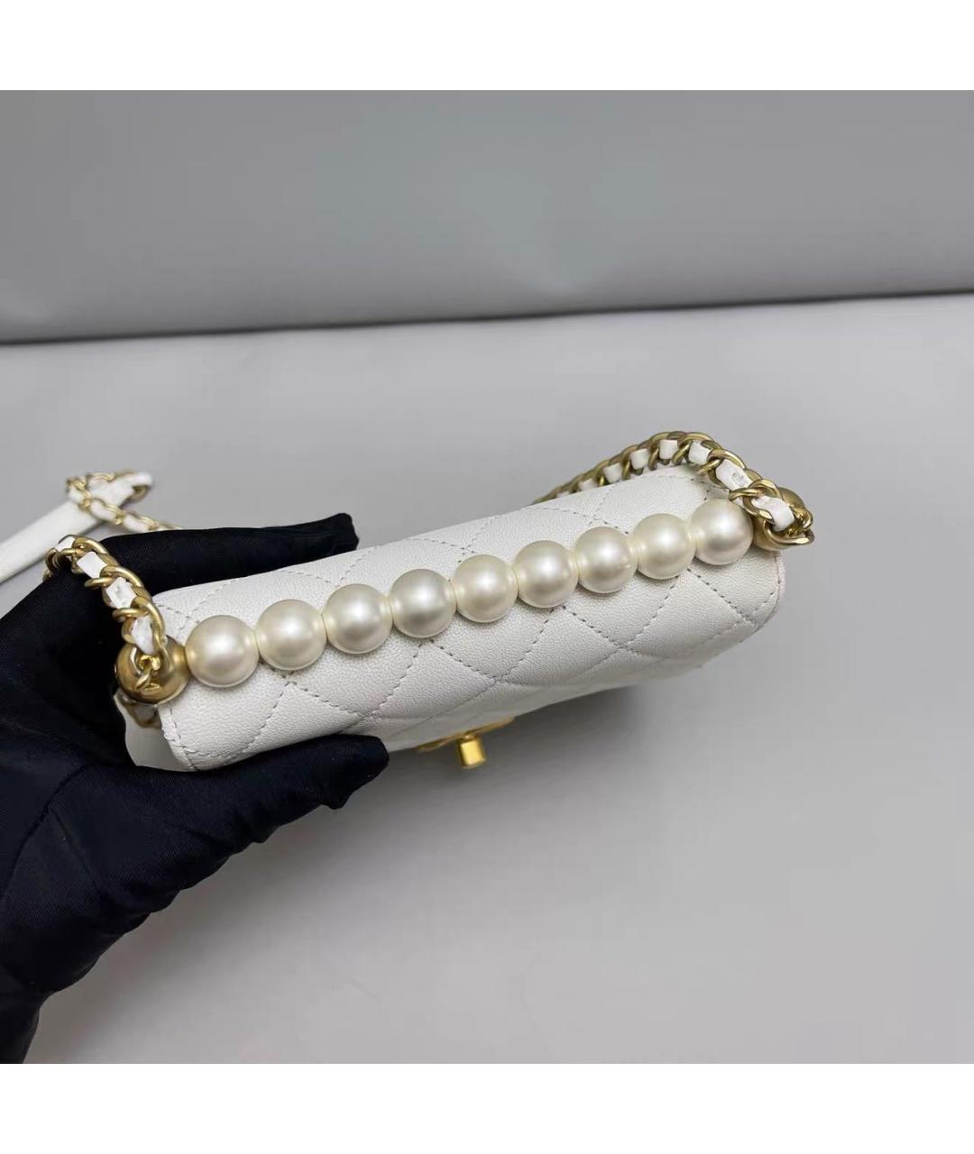 CHANEL Белая кожаная сумка через плечо, фото 7