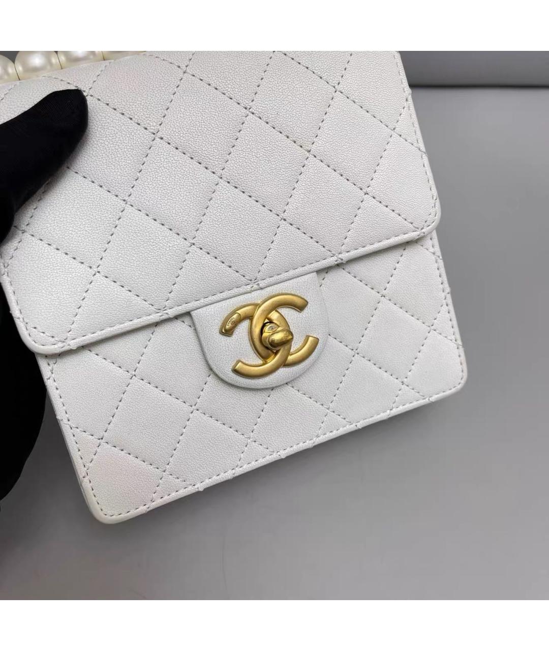 CHANEL Белая кожаная сумка через плечо, фото 6