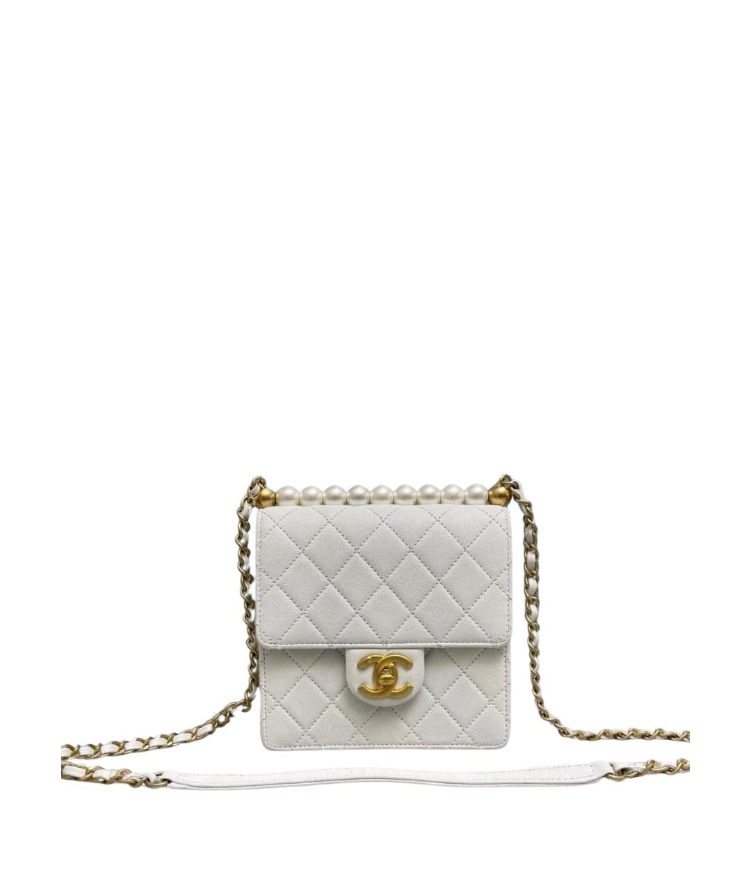 CHANEL Белая кожаная сумка через плечо, фото 1