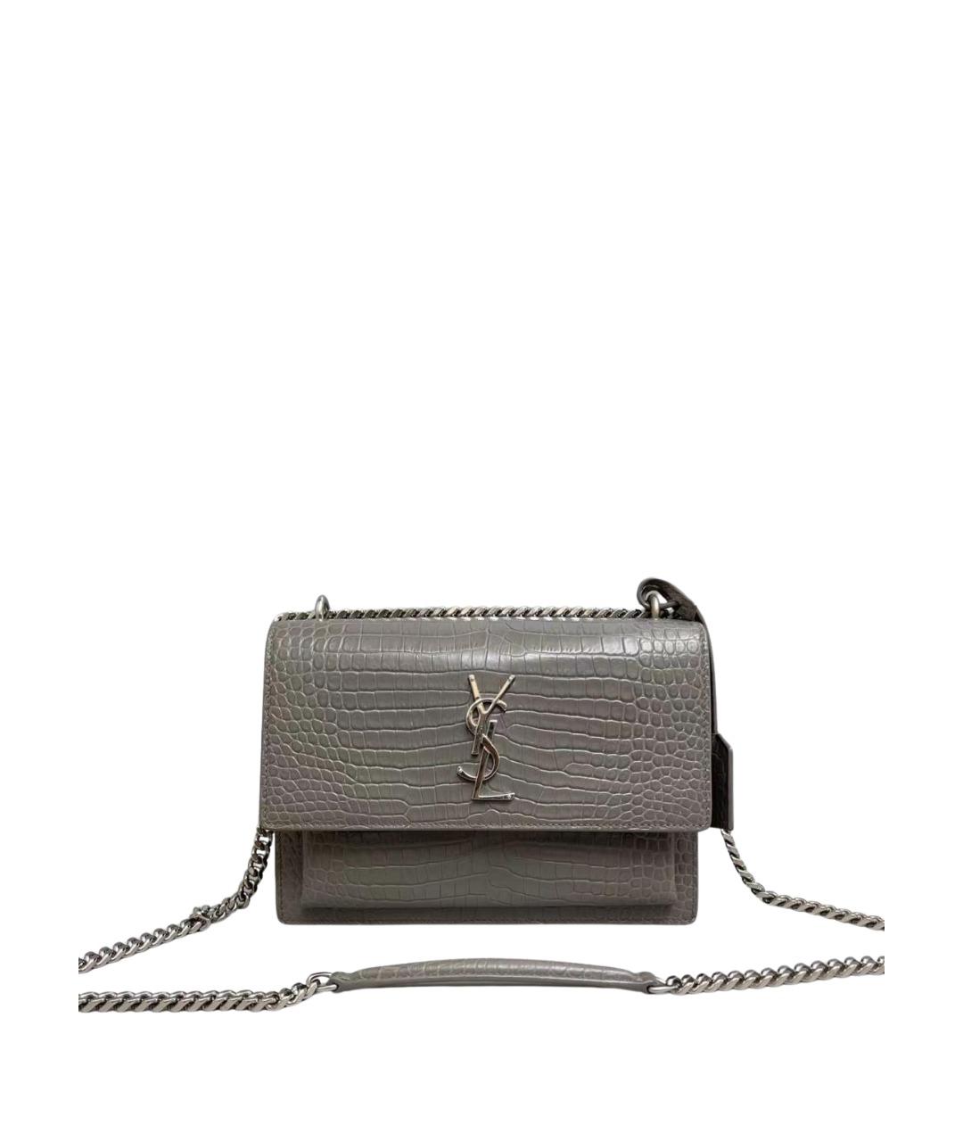SAINT LAURENT Серая кожаная сумка через плечо, фото 1