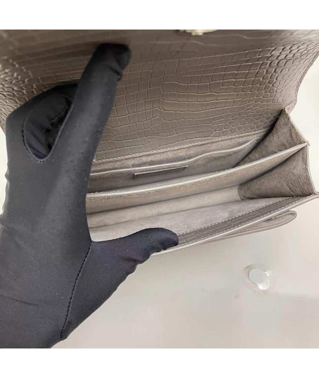 SAINT LAURENT Серая кожаная сумка через плечо, фото 5
