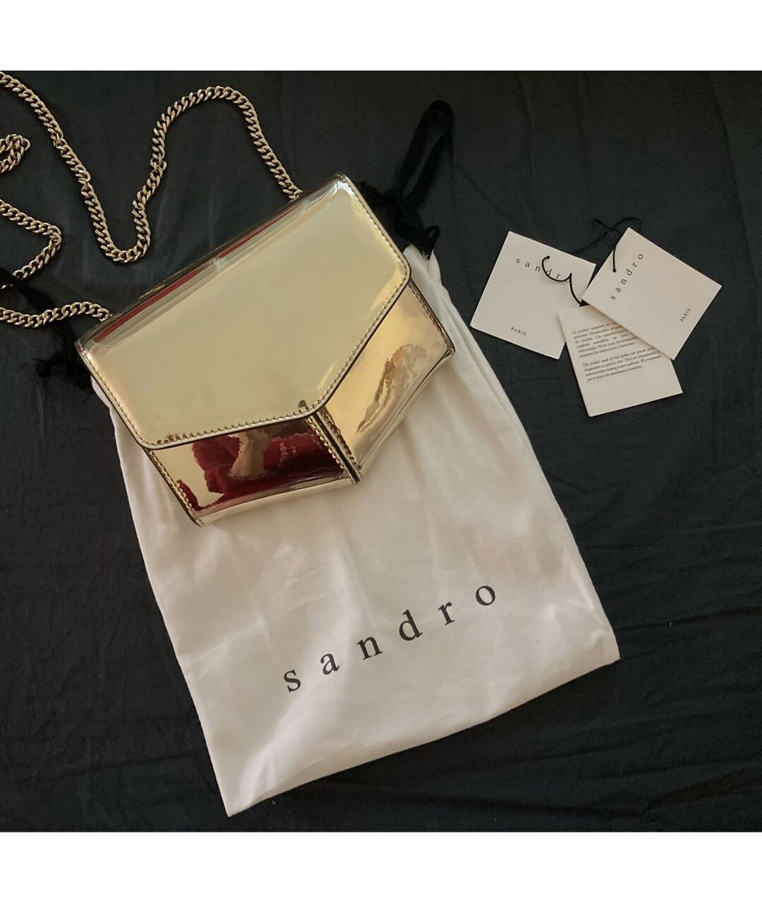 SANDRO Золотая сумка тоут из искусственной кожи, фото 3
