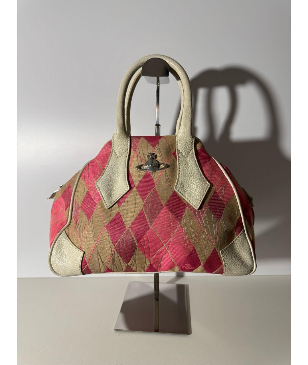 VIVIENNE WESTWOOD Розовая тканевая сумка с короткими ручками, фото 7