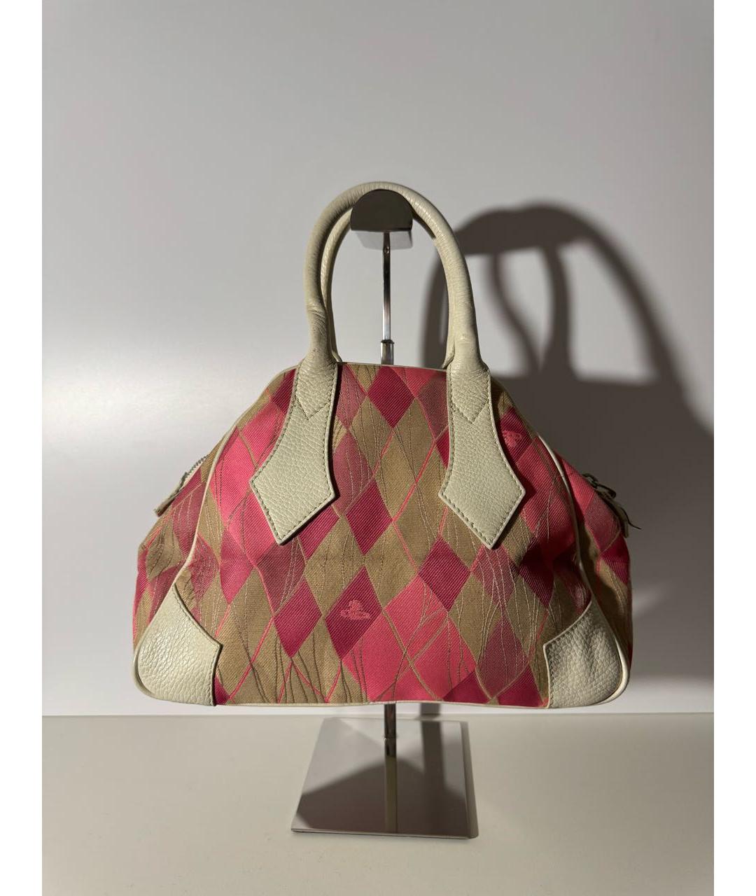 VIVIENNE WESTWOOD Розовая тканевая сумка с короткими ручками, фото 2