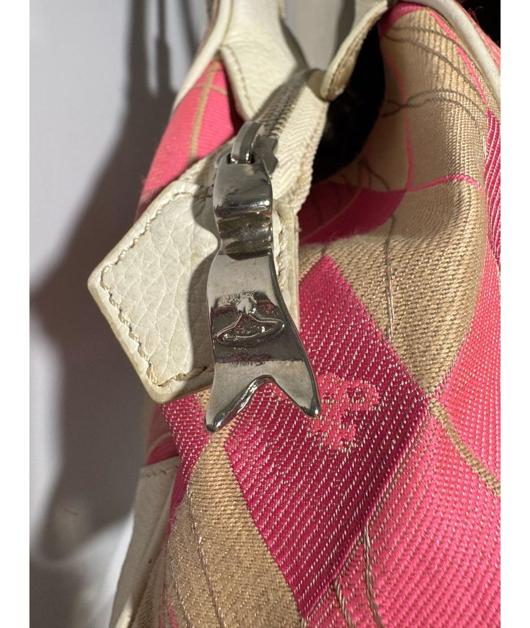 VIVIENNE WESTWOOD Розовая тканевая сумка с короткими ручками, фото 6