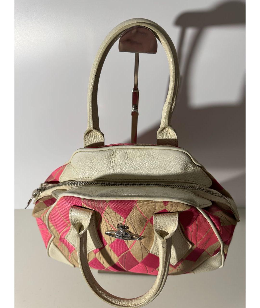 VIVIENNE WESTWOOD Розовая тканевая сумка с короткими ручками, фото 4