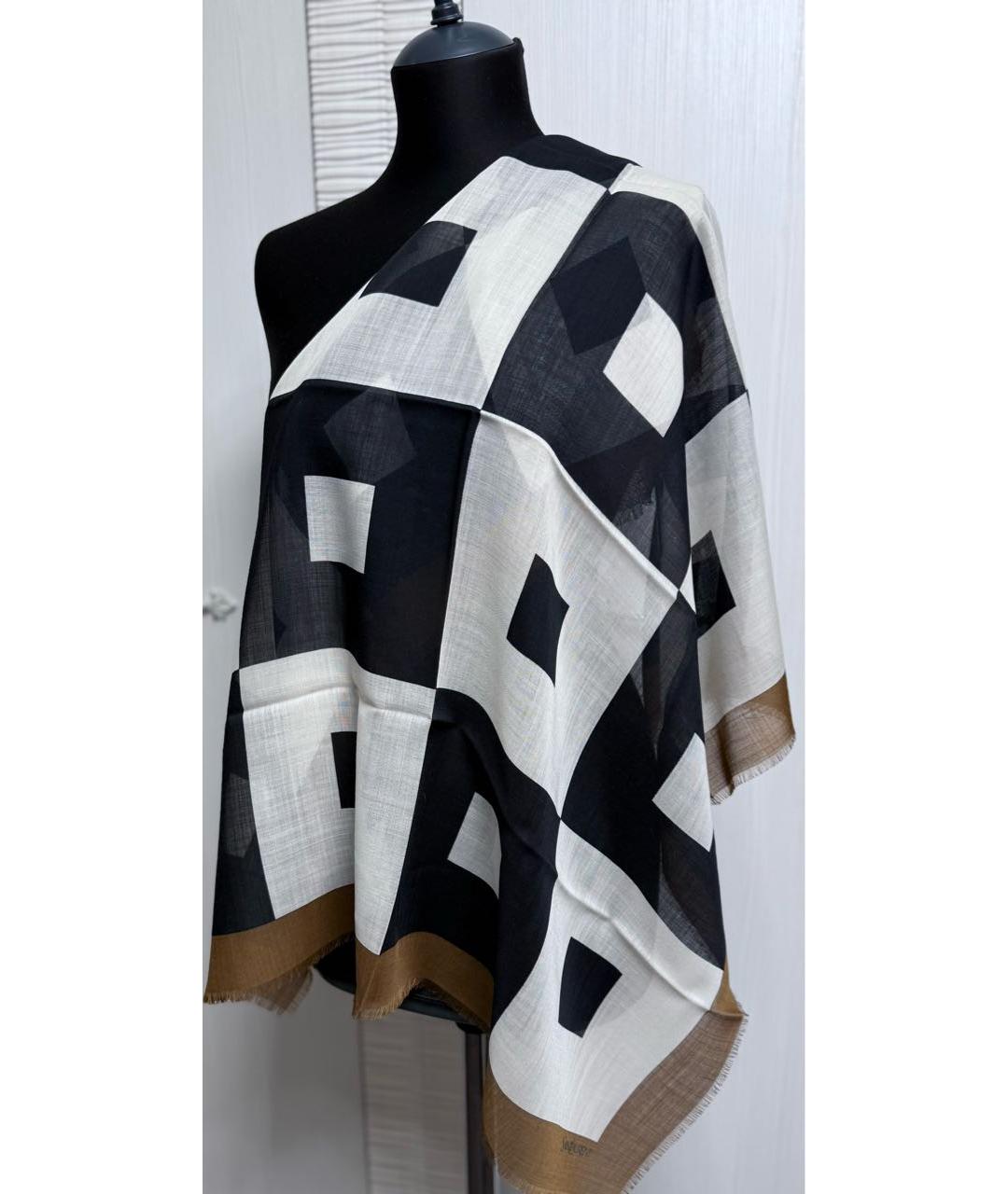 SAINT LAURENT Коричневый шерстяной платок, фото 5